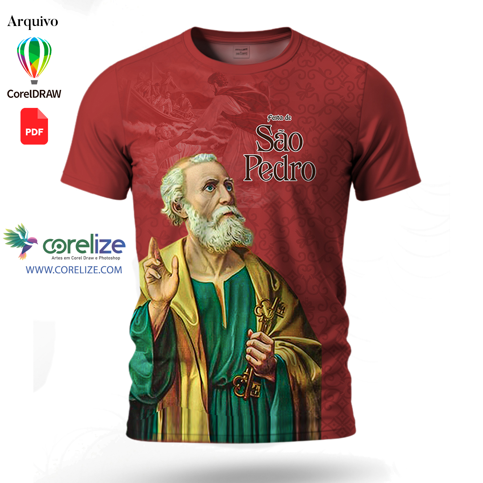 Arte São Pedro para sublimação de camiseta