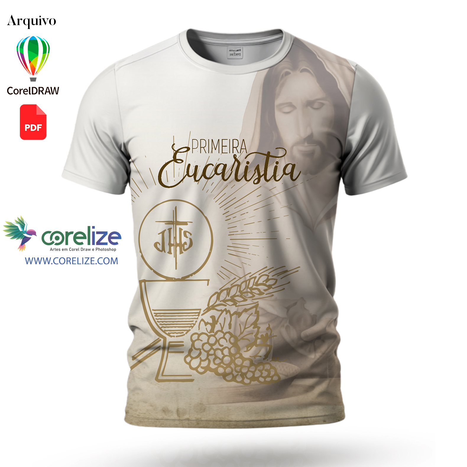 Arte Primeira Eucaristia para sublimação de camiseta