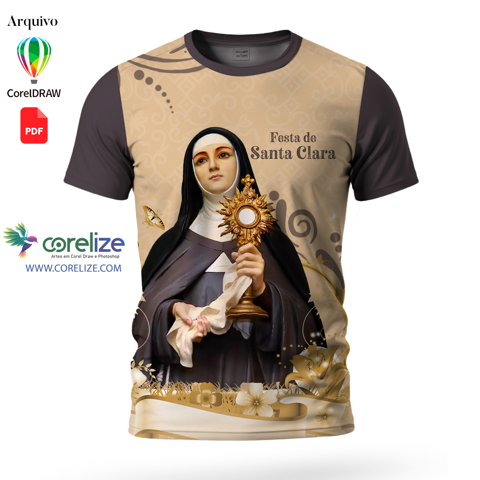 Arte Santa Clara para sublimação de camiseta
