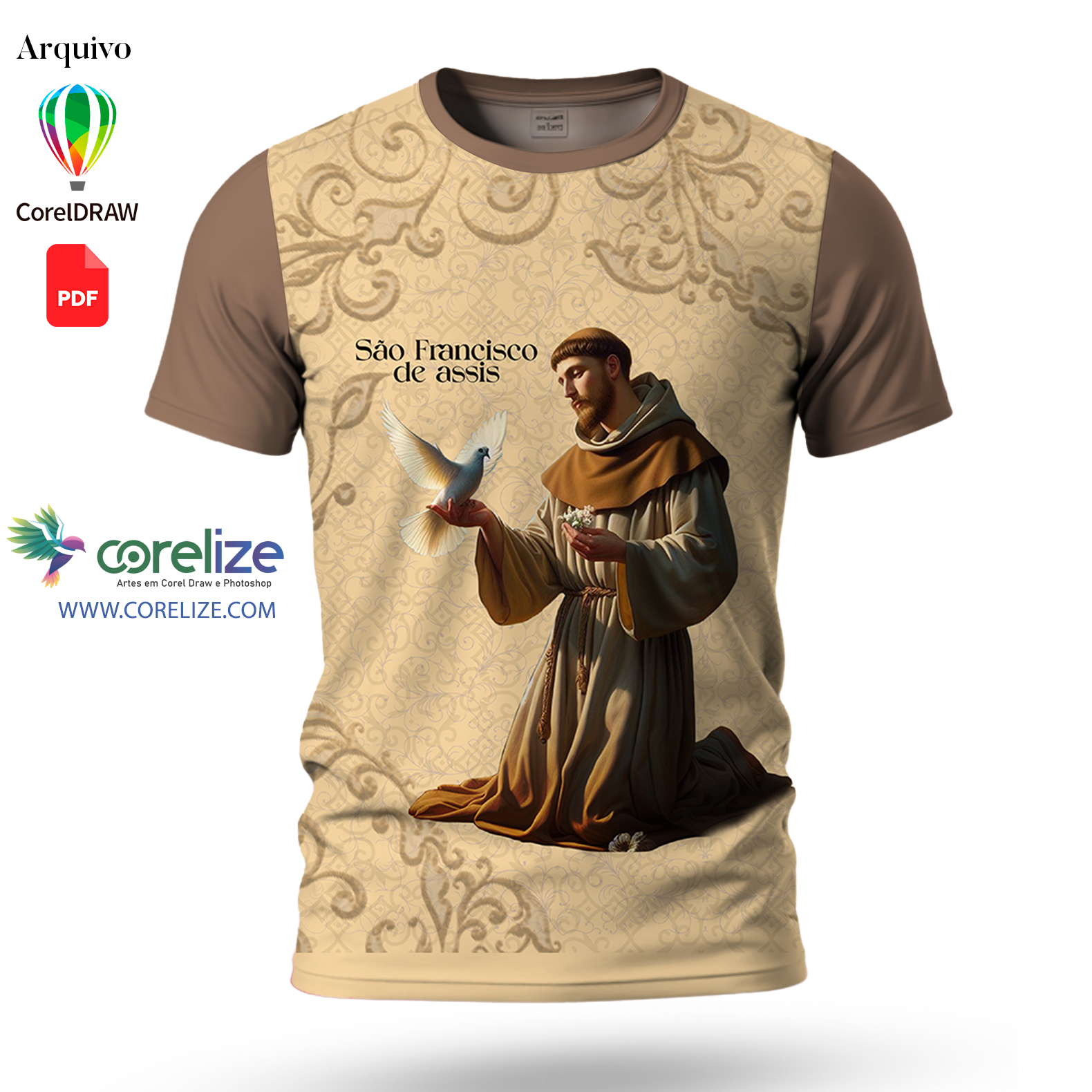 Arte São Francisco para sublimação de camiseta