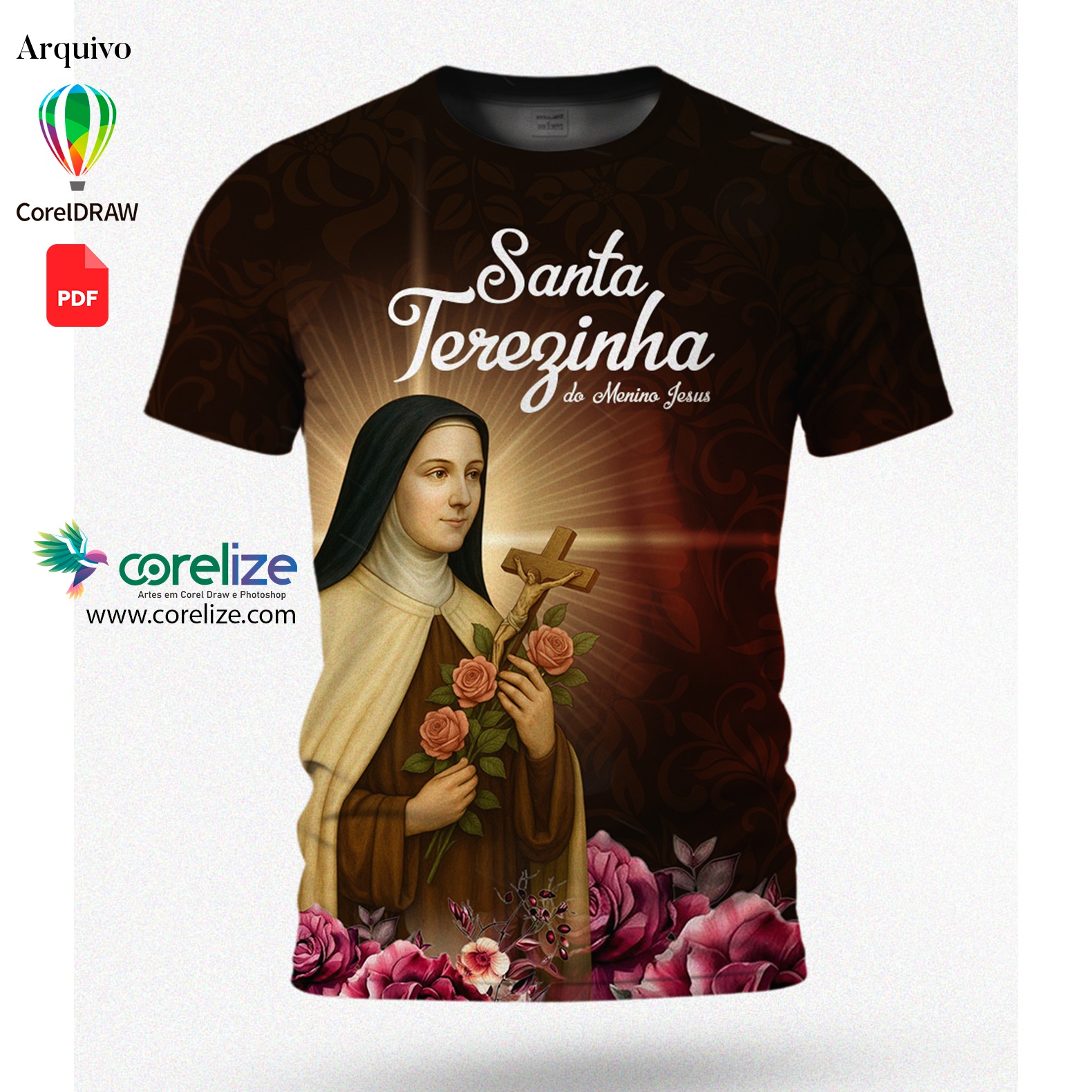 Arte Santa Terezinha do menino Jesus  para sublimação de camiseta