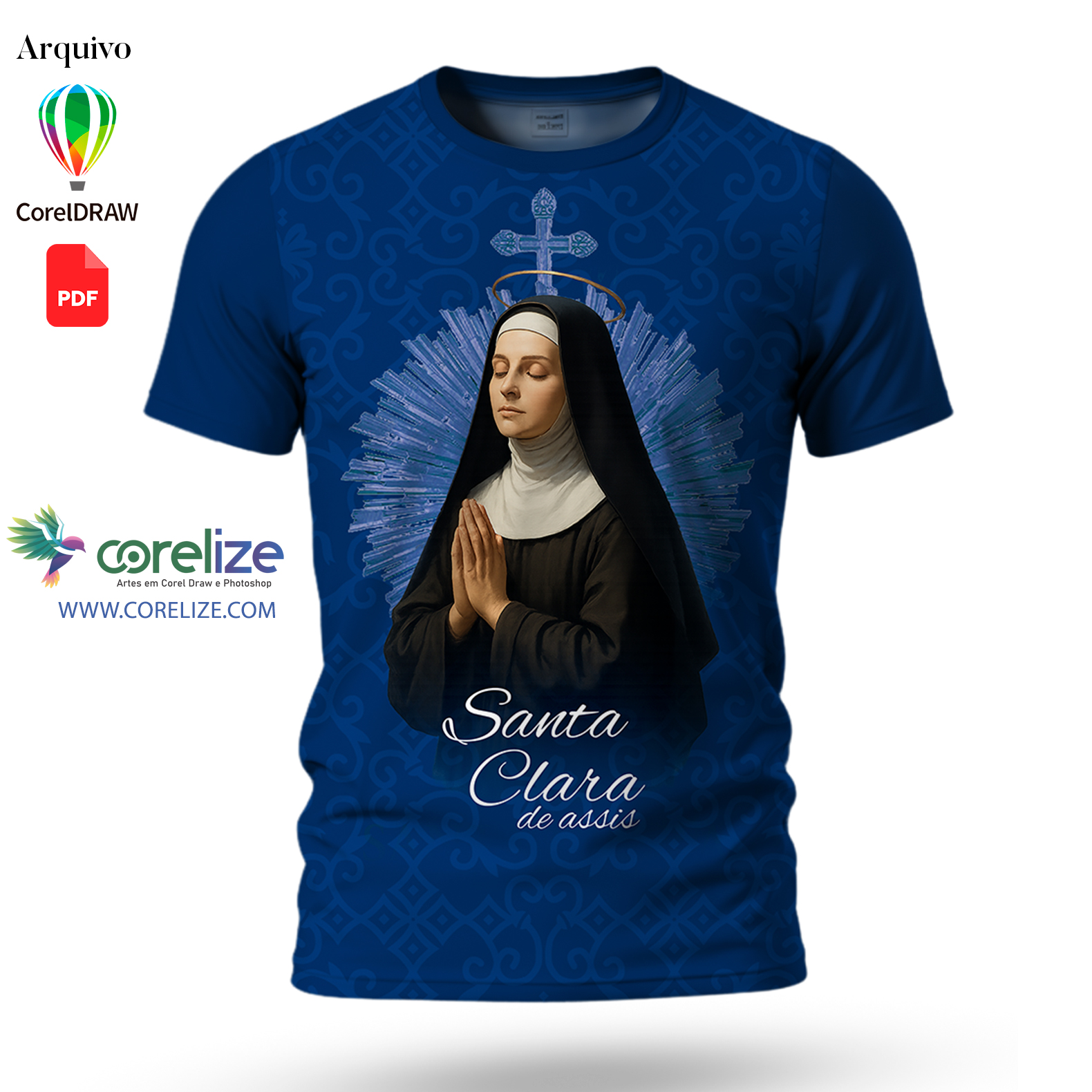 Arte Santa Clara para sublimação de camiseta