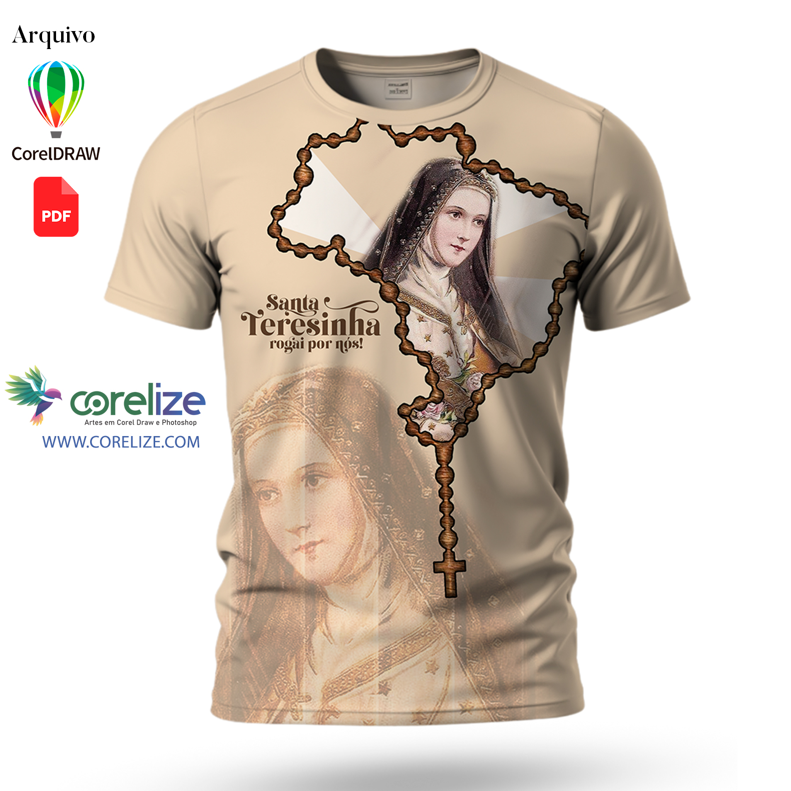 Arte Santa Teresinha 02 para sublimação de camiseta