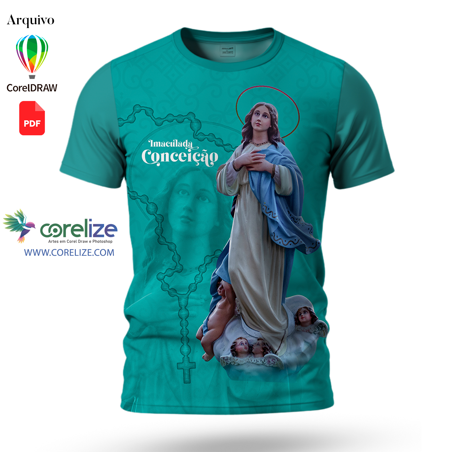 Arte Imaculada Conceição para sublimação de camiseta