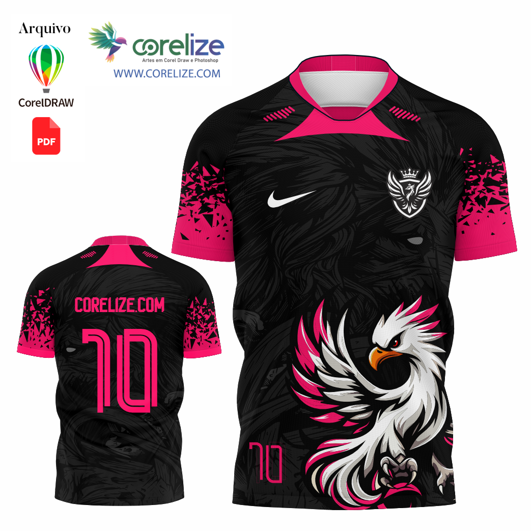 Arte  Fenix Rosa futebol para sublimação de camiseta
