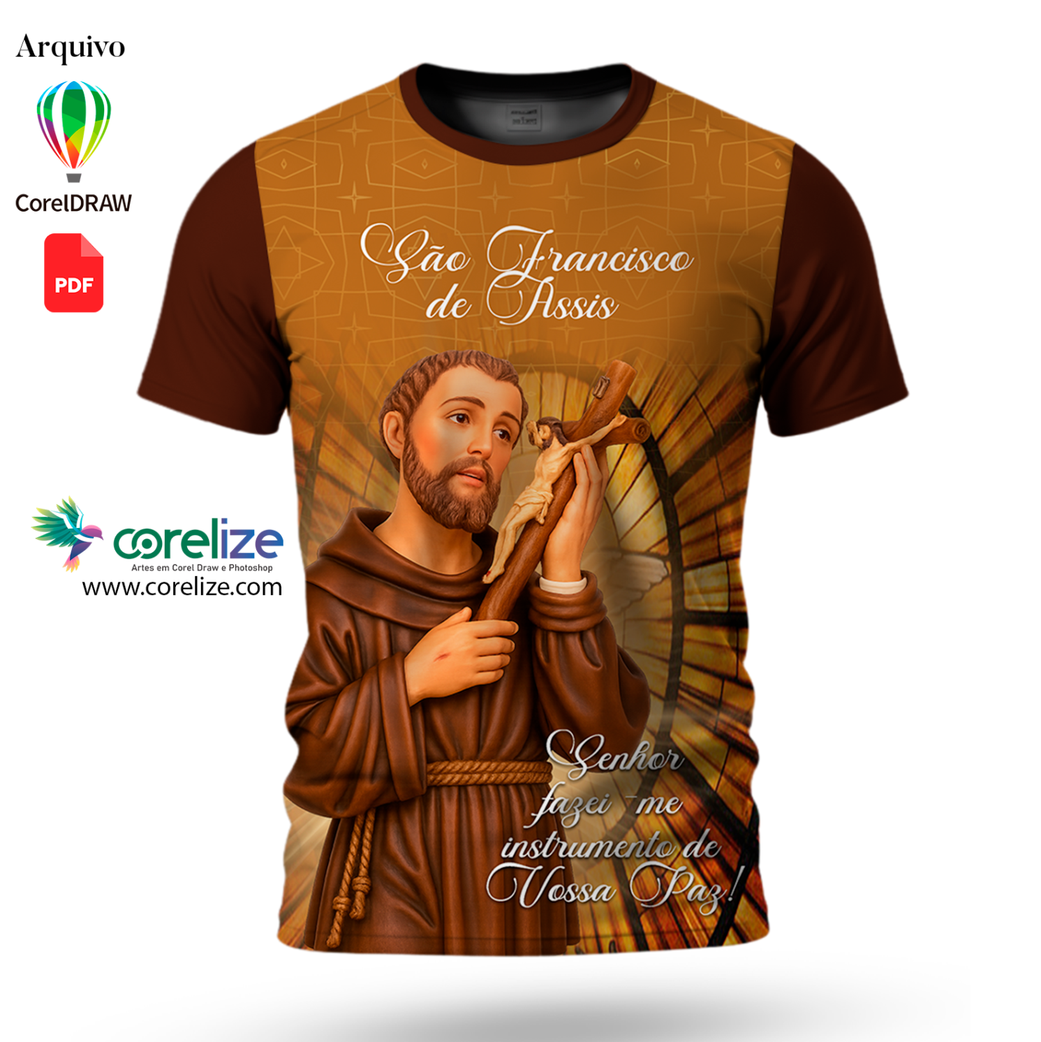 Arte São Francisco de Assis 06 para sublimação de camiseta