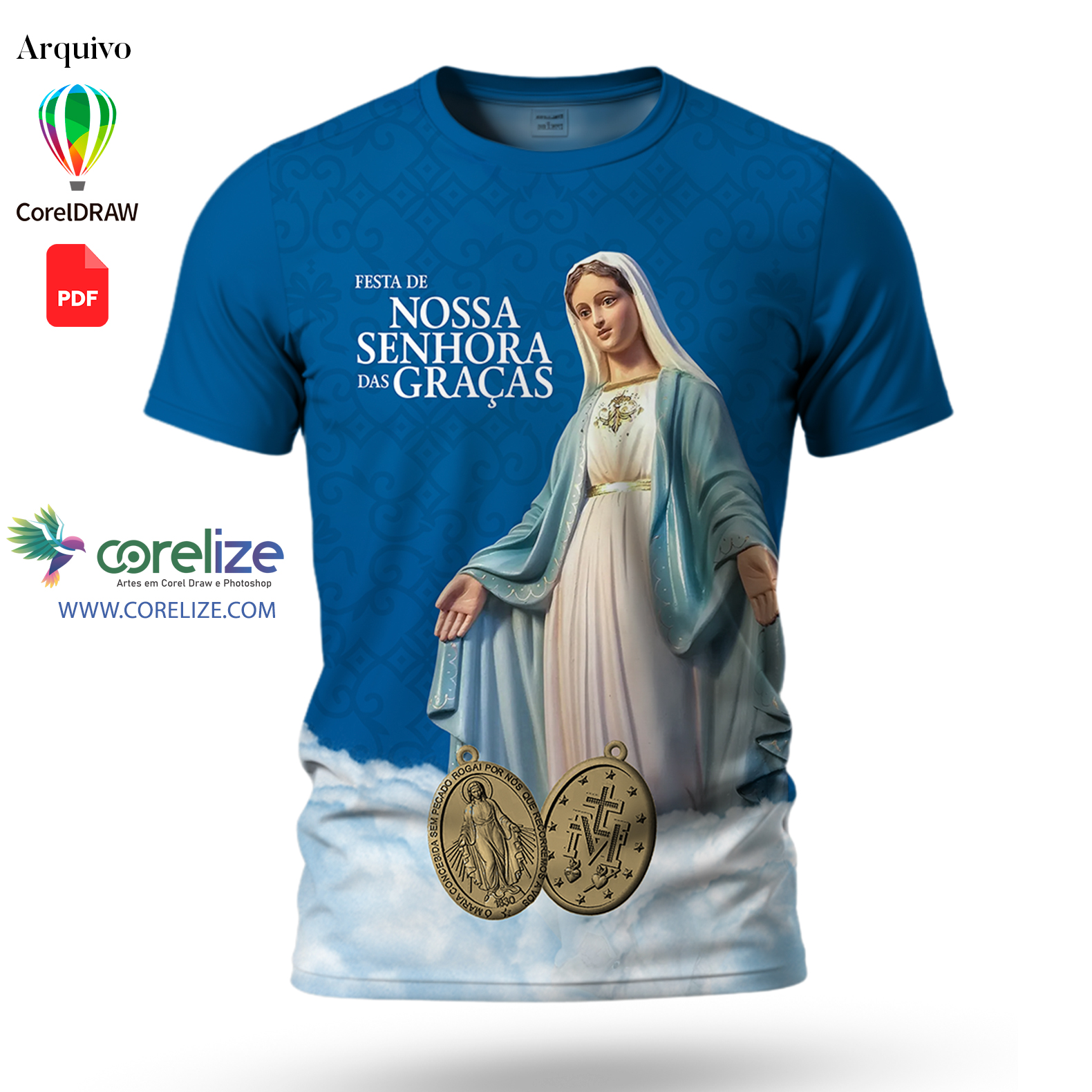 Arte Nossa Senhora das Graças 02 para sublimação de camiseta