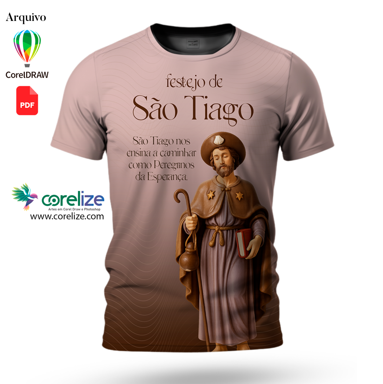 Arte São Tiago para sublimação de camiseta