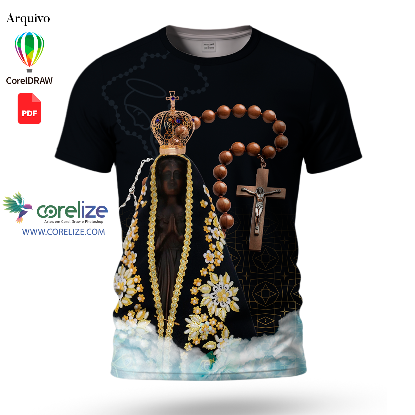 Arte Nossa Senhora Aparecida 02 para sublimação de camiseta