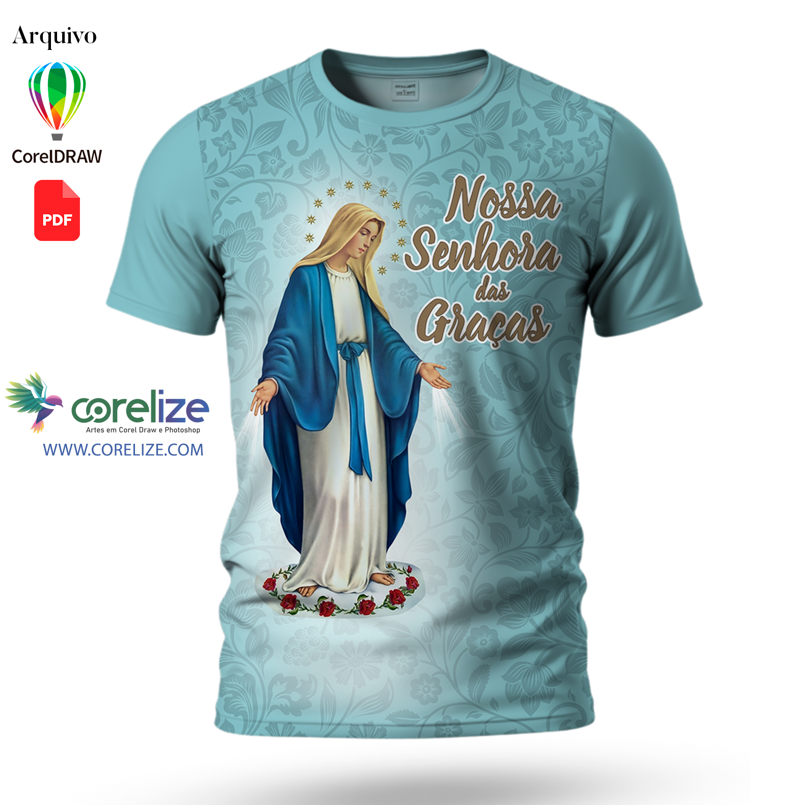 Arte Nossa Senhora das Graças 03 para sublimação de camiseta