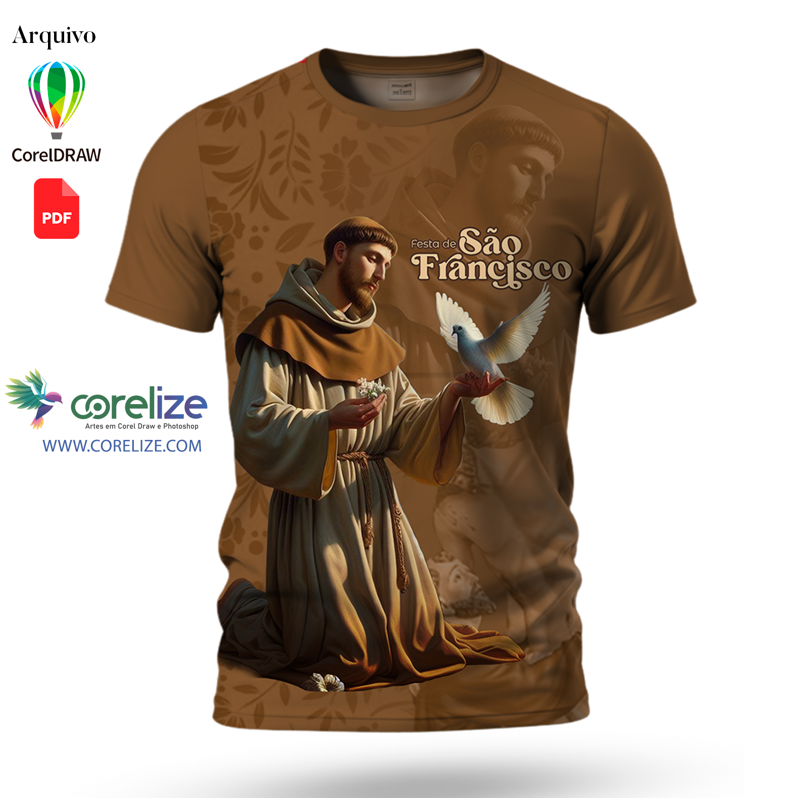 Arte São Francisco de Assis 03 para sublimação de camiseta