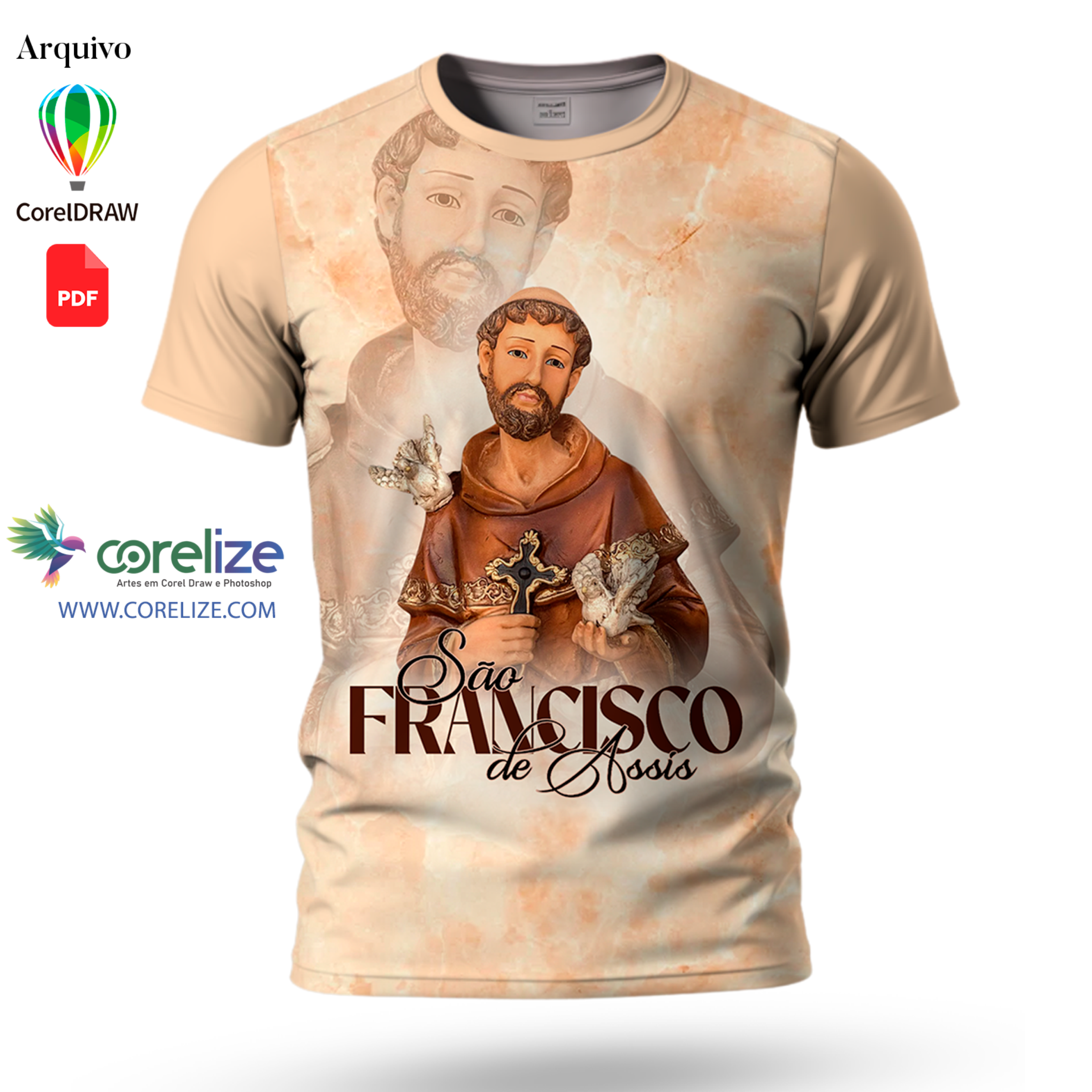 Arte São Francisco de Assis 04 para sublimação de camiseta