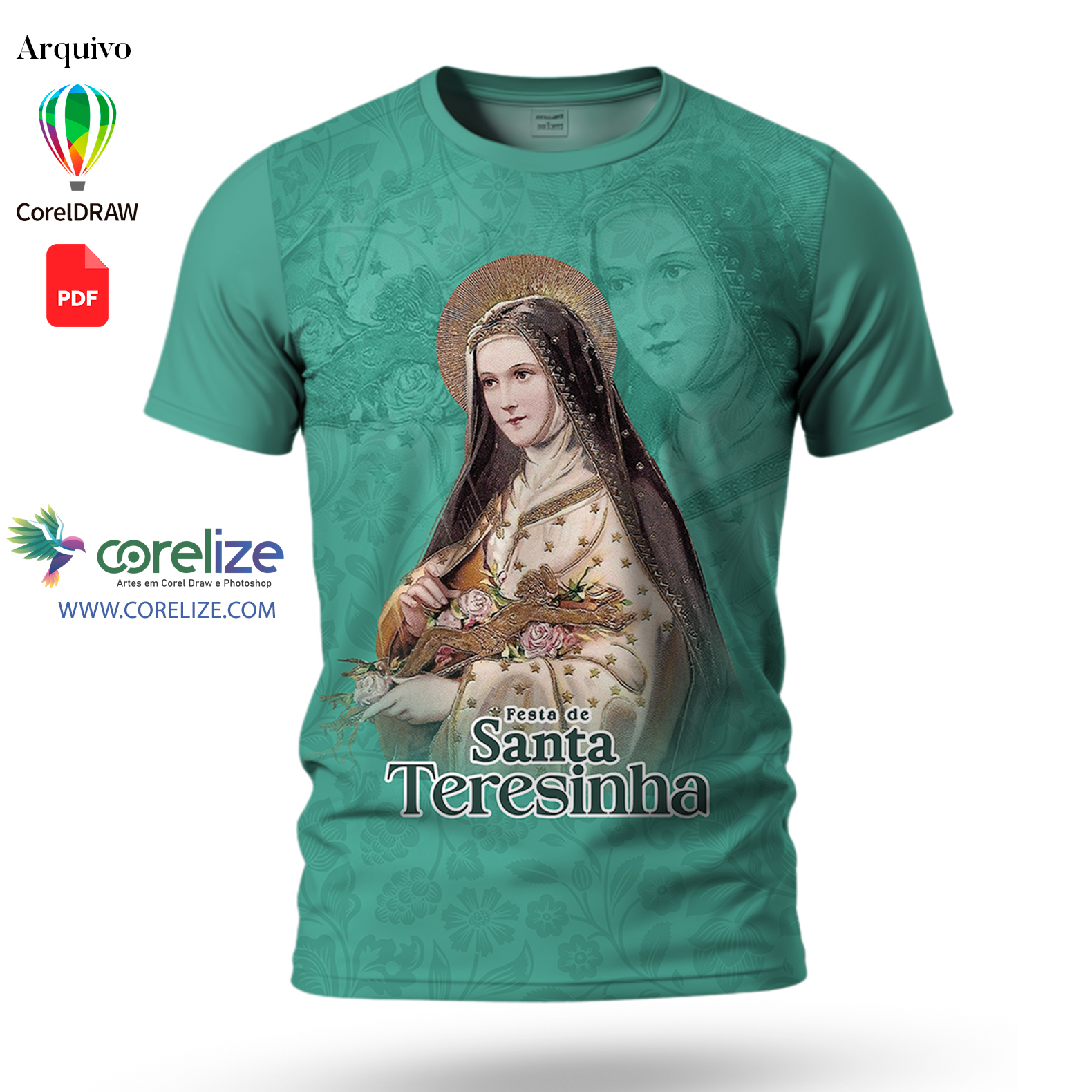 Arte Santa Terezinha 03 para sublimação de camiseta