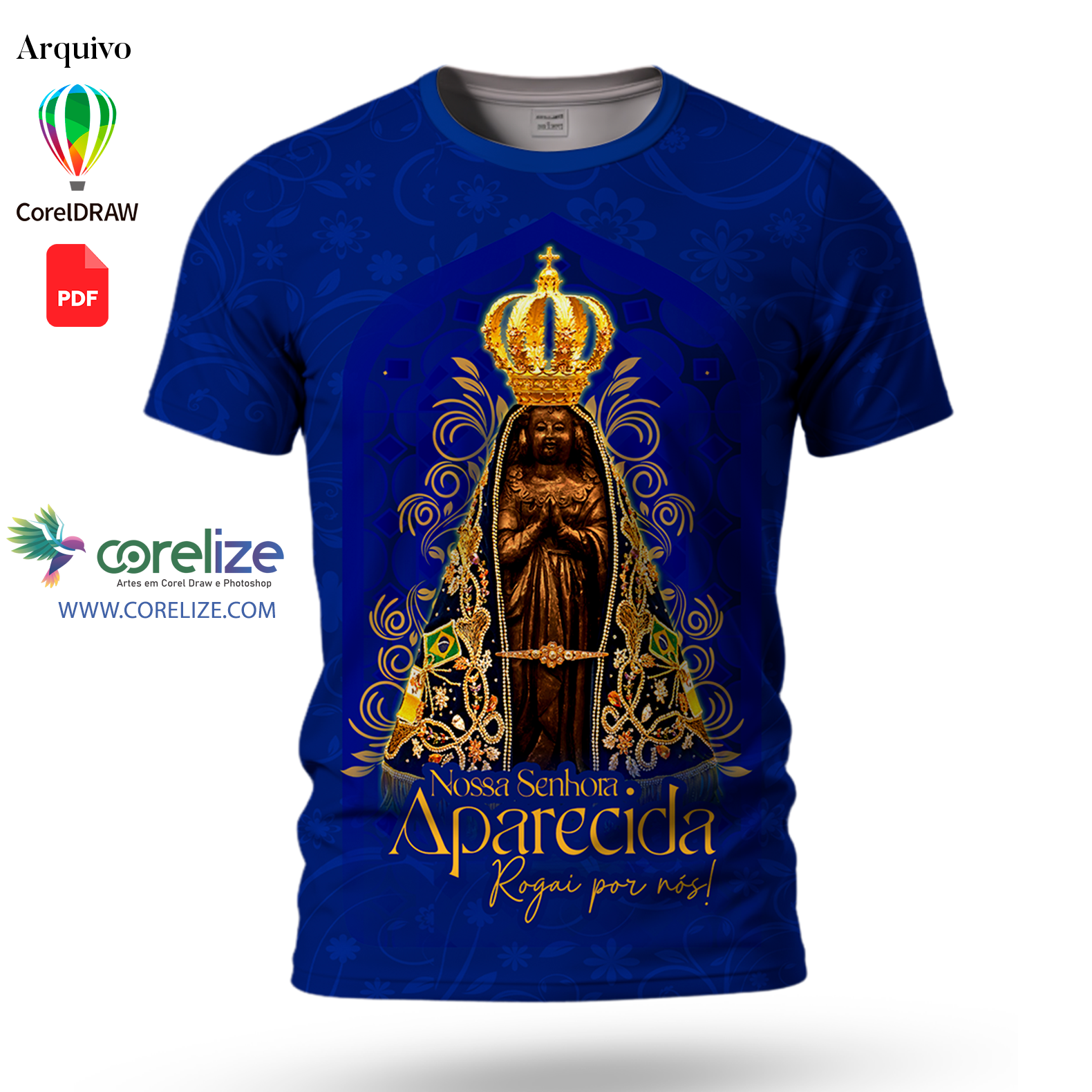 Arte Nossa Senhora Aparecida 04 para sublimação de camiseta