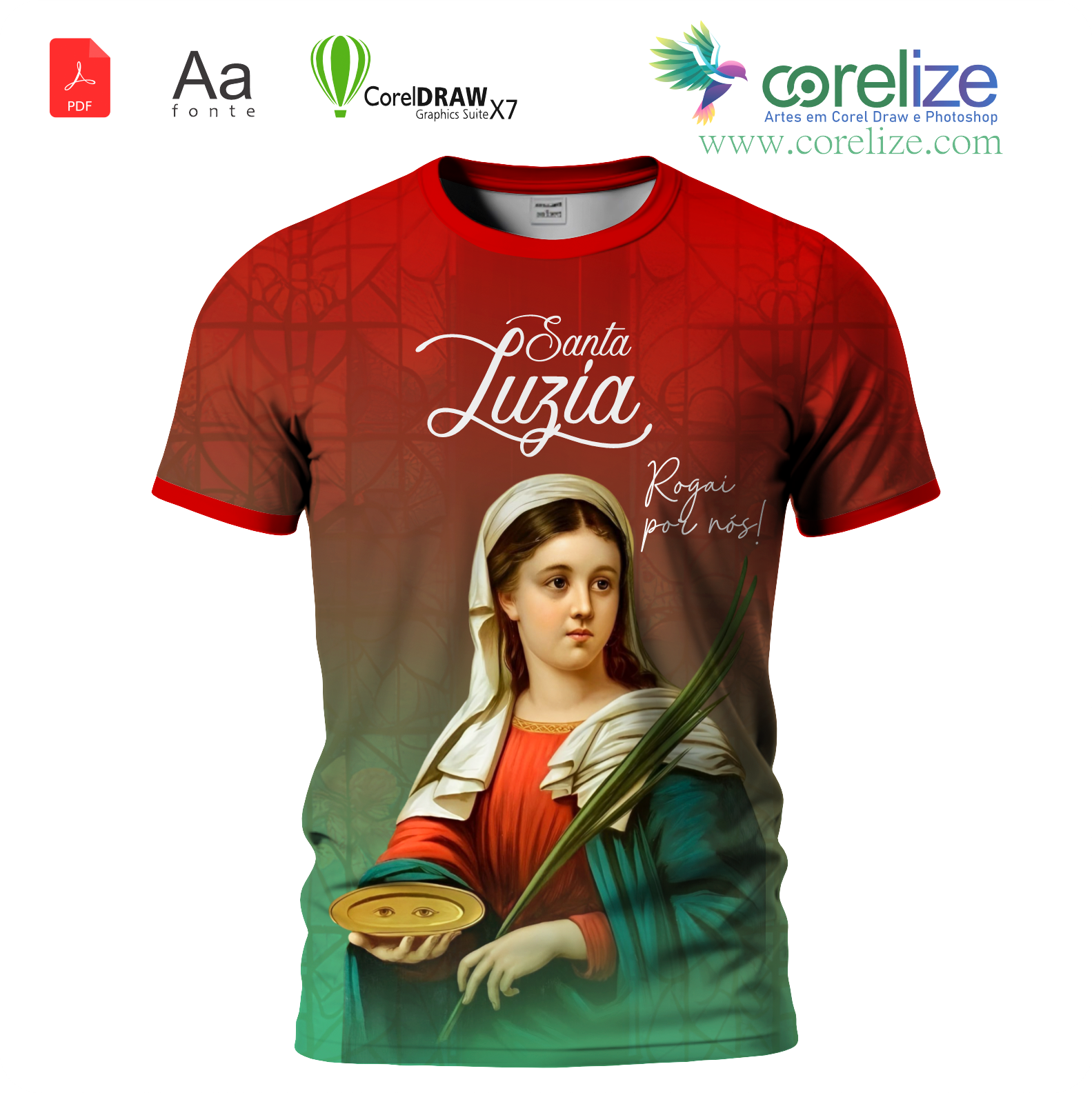 Arte Santa Luzia  para sublimação de camiseta