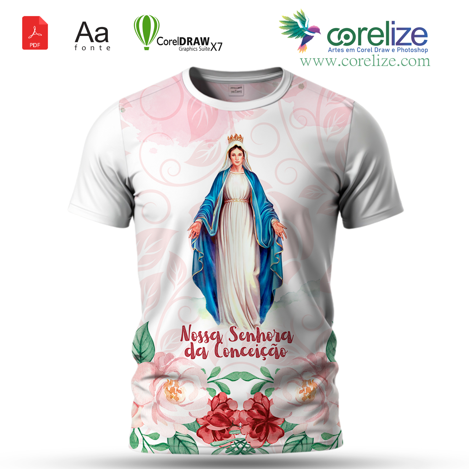 Arte Nossa Senhora da Conceição 03 para sublimação de camiseta
