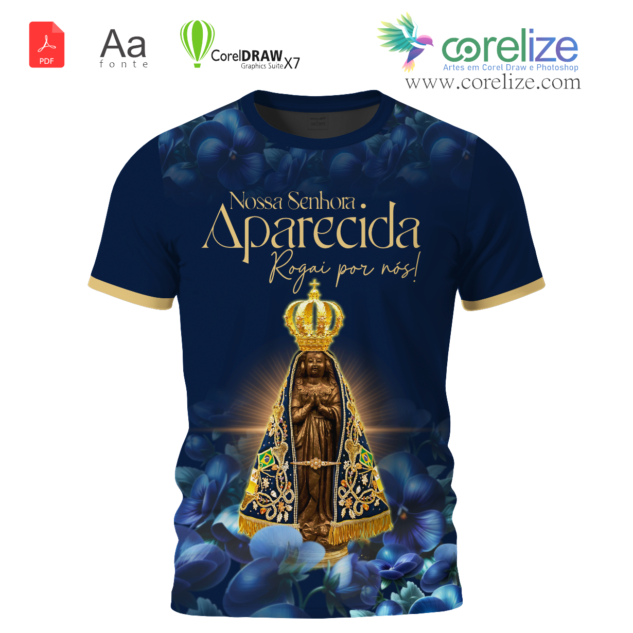 Arte Nossa Senhora Aparecida 07 para sublimação de camiseta