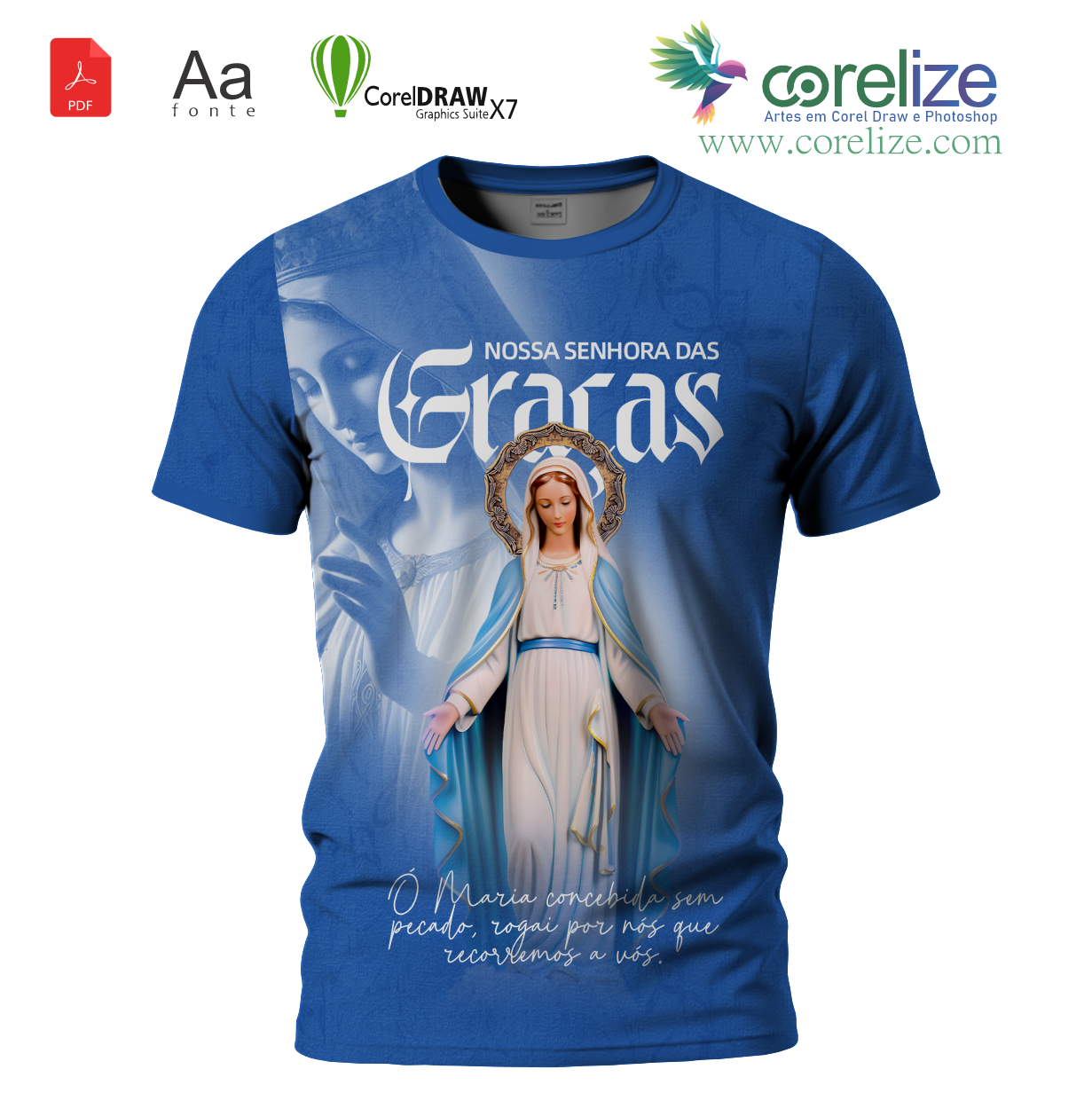 Arte Nossa Senhora das Graças 05 para sublimação de camiseta