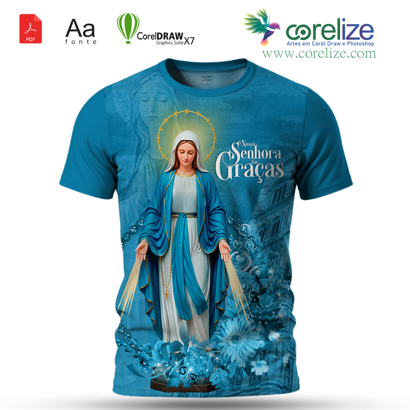 Arte Nossa Senhora das Graças 05 para sublimação de camiseta
