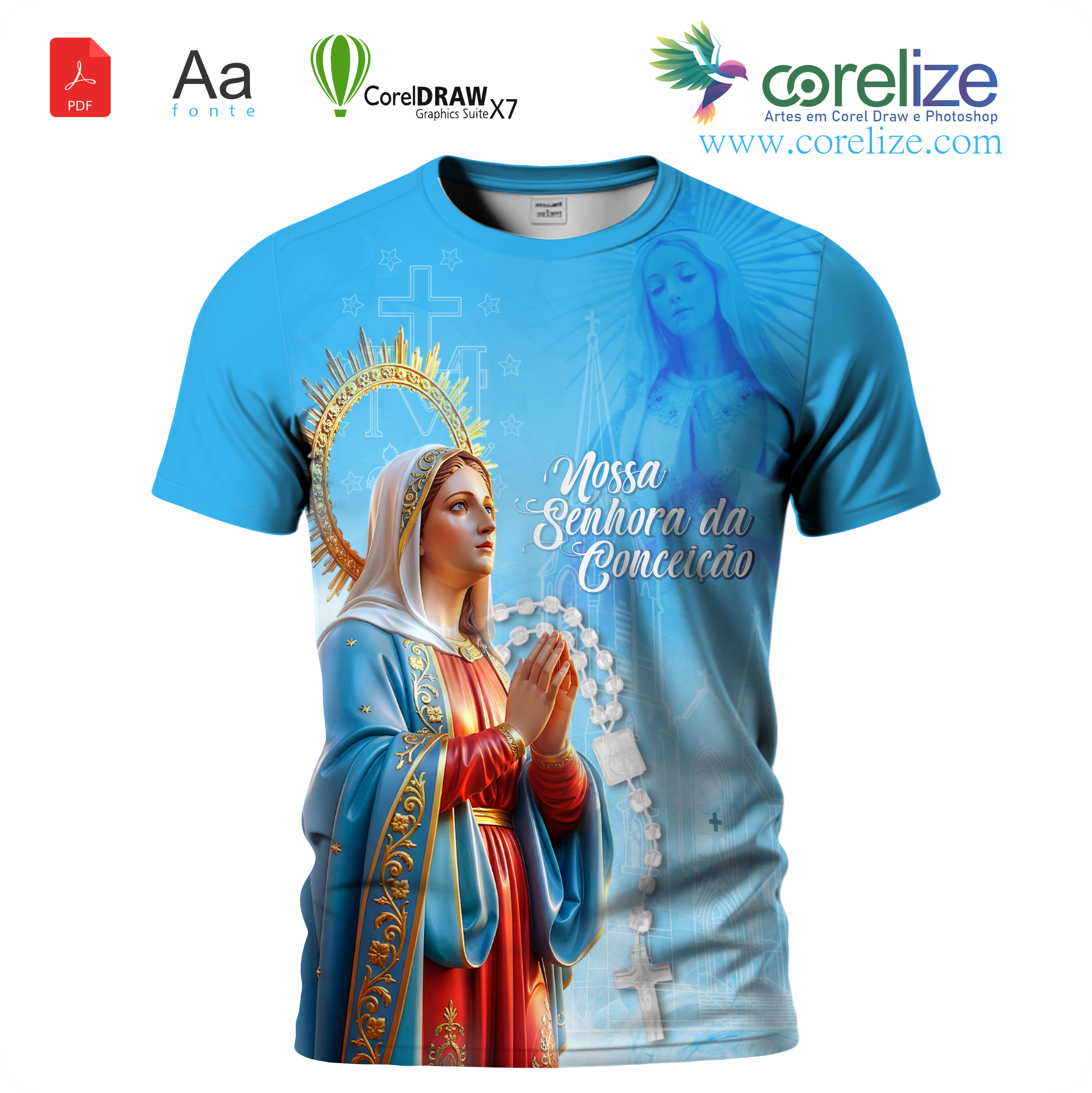 Arte 2  Nossa Senhora da Conceição para sublimação de camiseta
