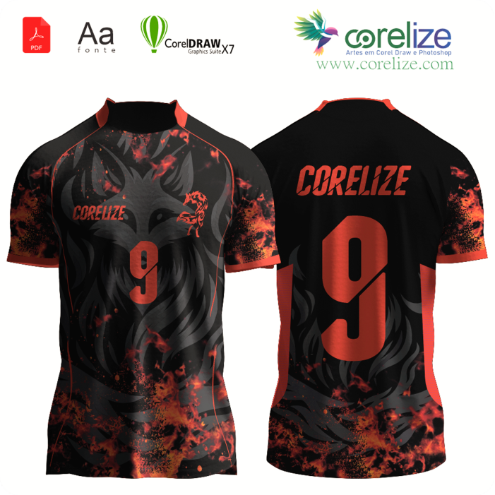 Arte Fox Raposa fogo para sublimação de camiseta