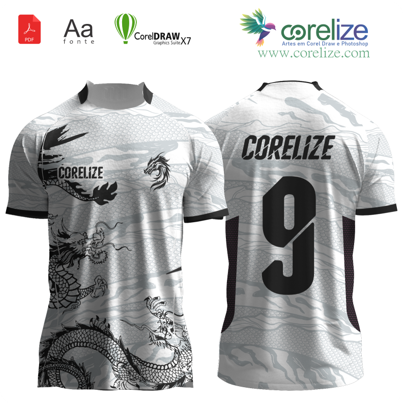 Arte Dragão Black Chinês para sublimação de camiseta