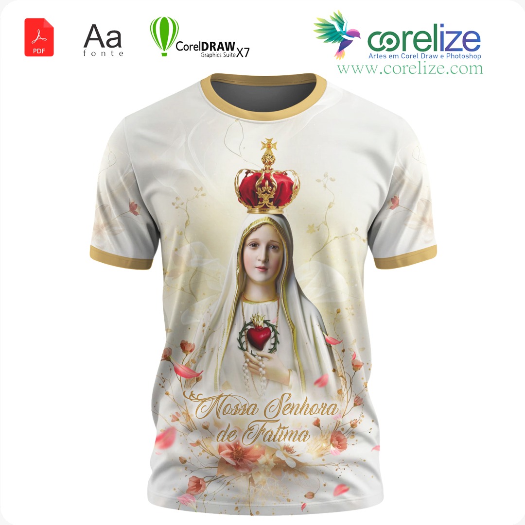 Arte Nossa Senhora De Fátima para sublimação de camiseta
