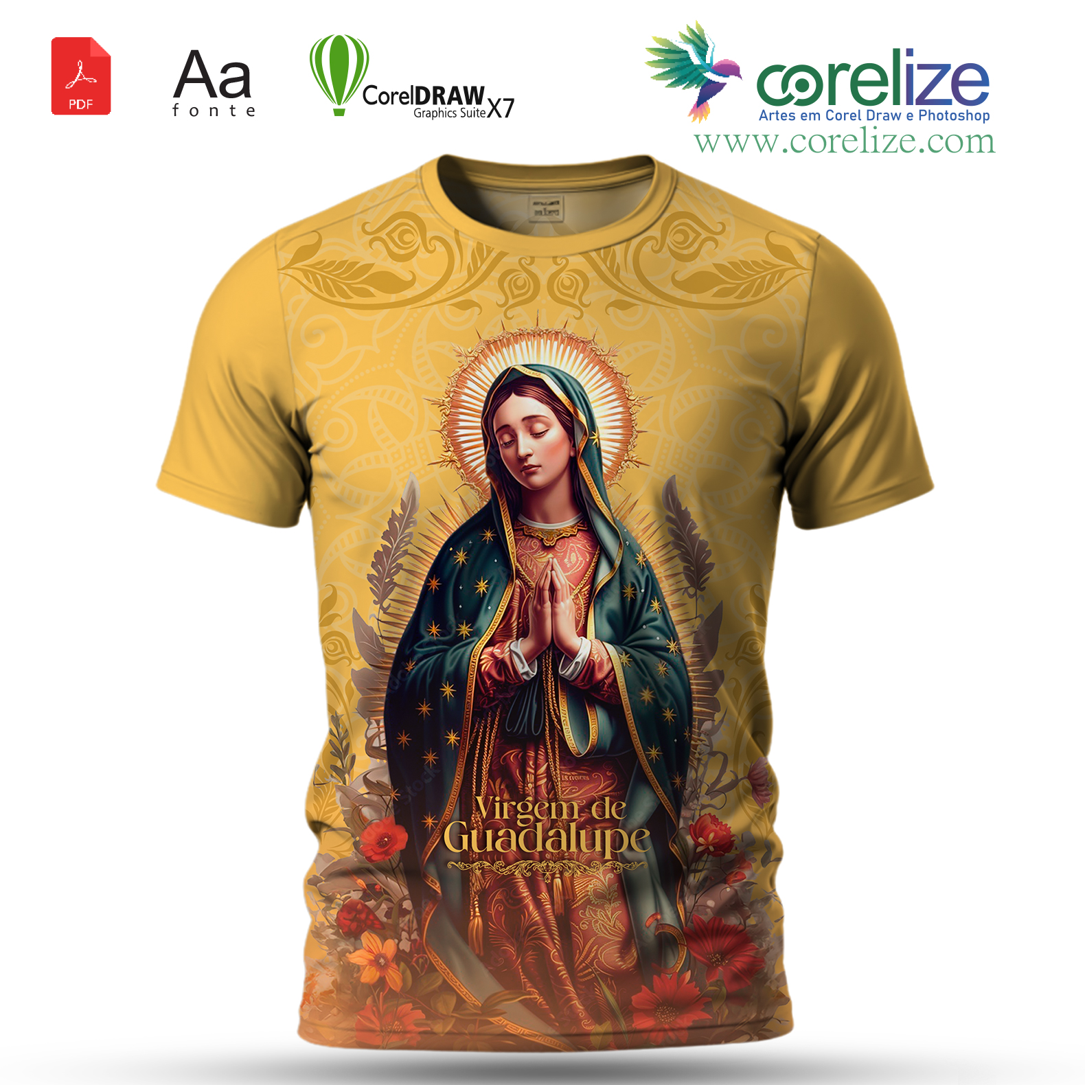 Arte: Arte Nossa Senhora de Guadalupe 04 para sublimação de camiseta