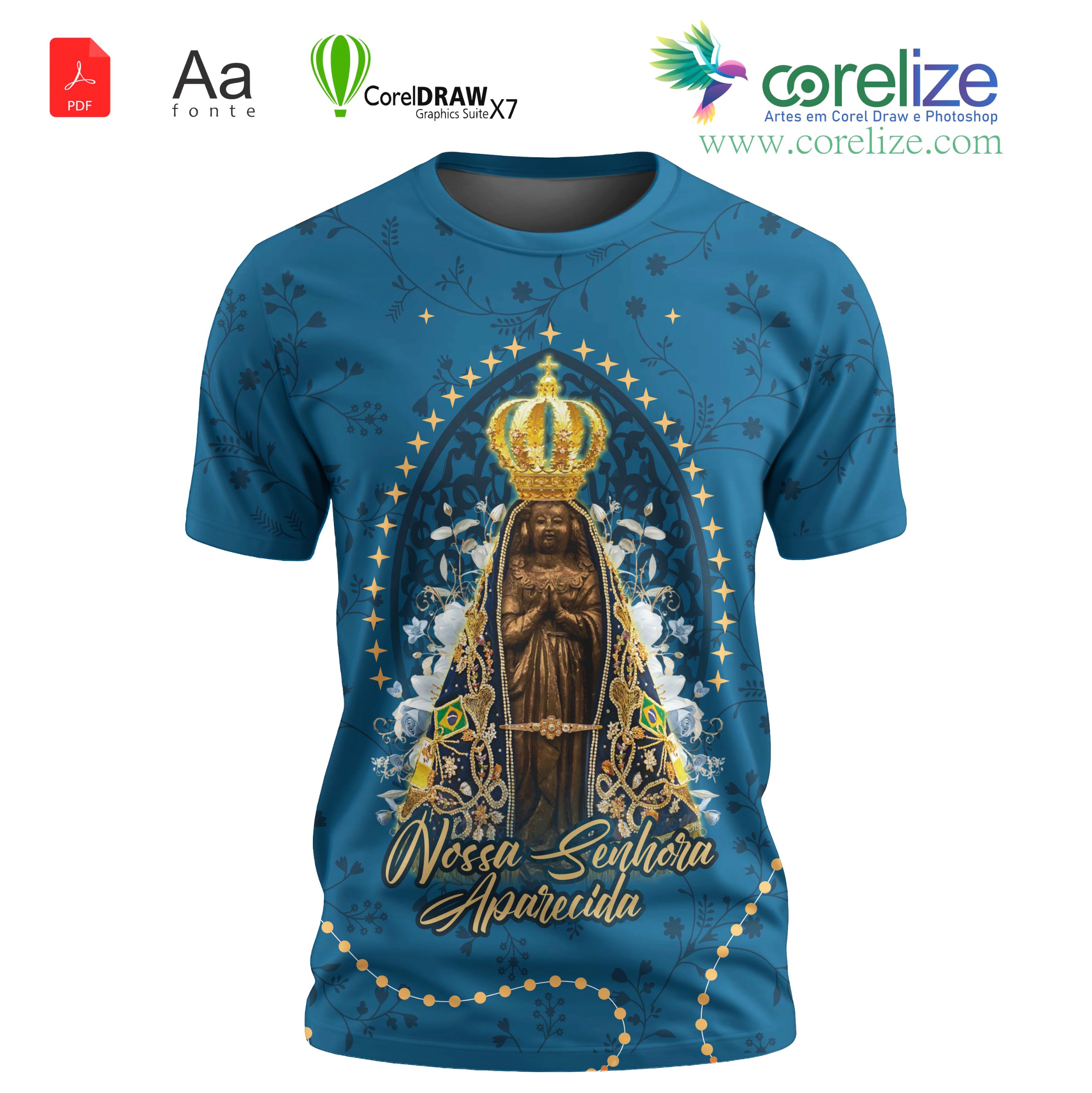 Arte: Arte Nossa Senhora Aparecida 20 para sublimação de camiseta