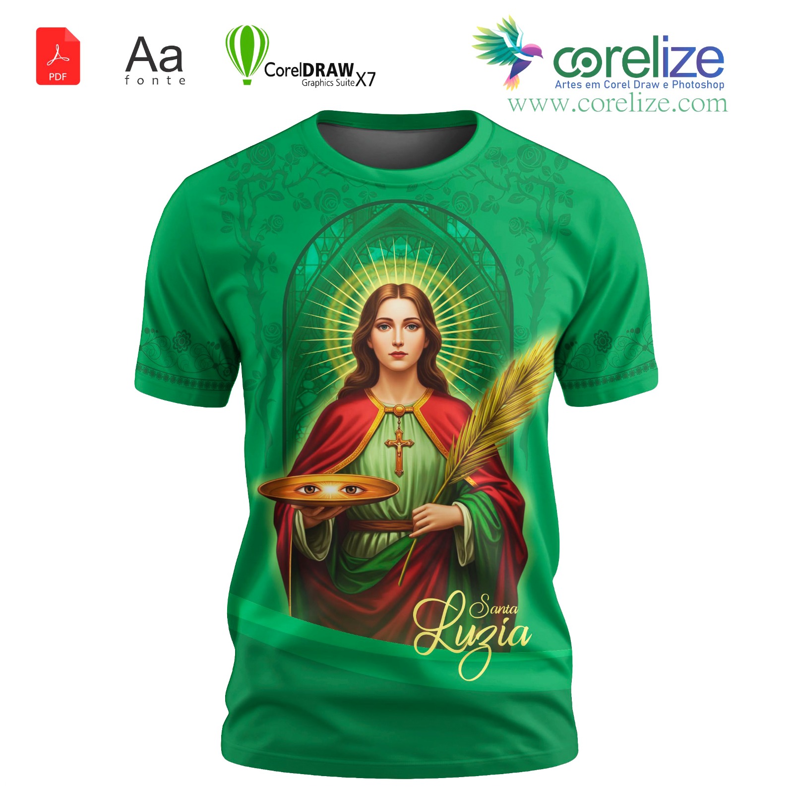 Arte: Arte Santa Luzia 09 para sublimação de camiseta