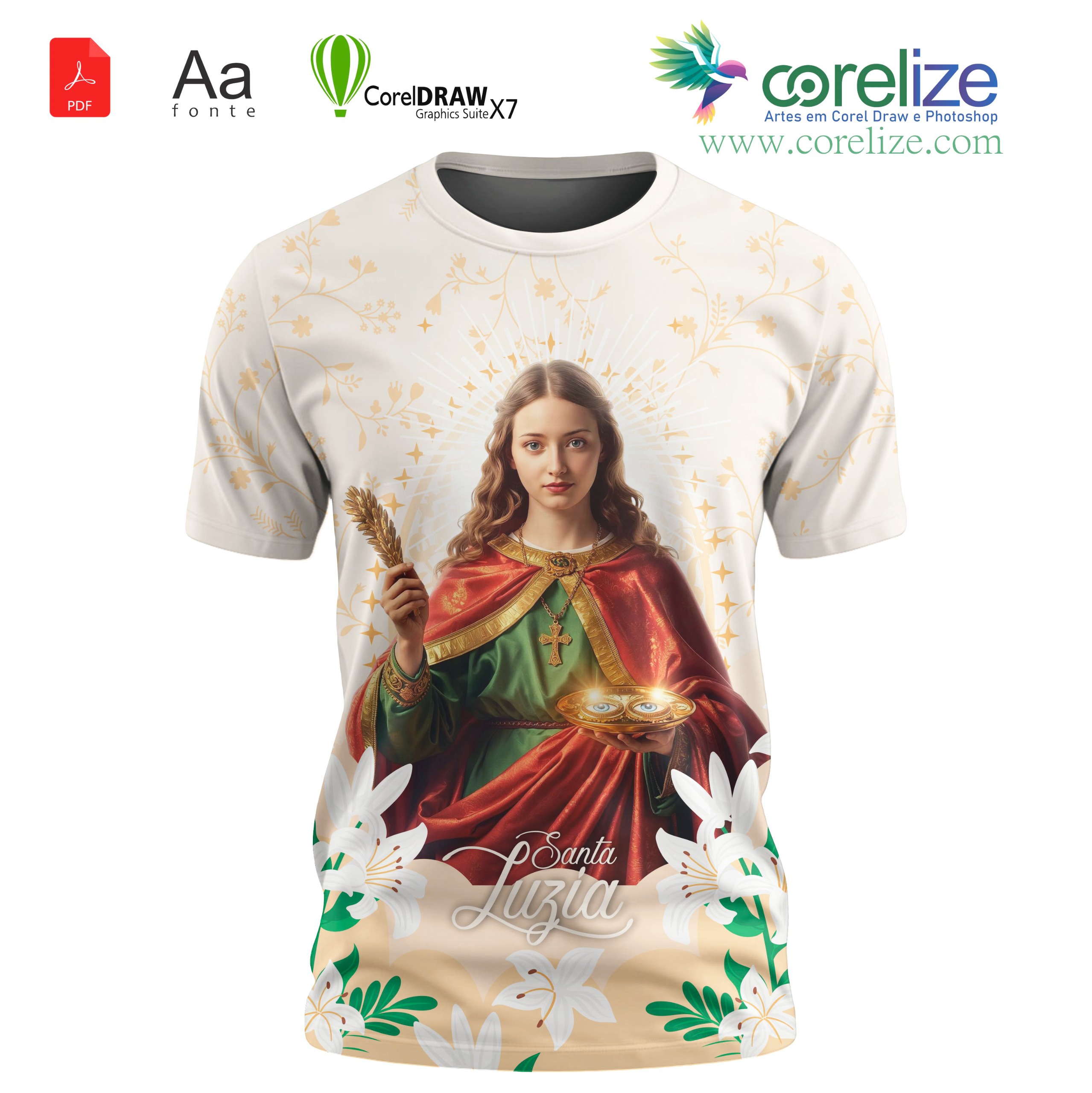 Arte: Arte Santa Luzia 11 para sublimação de camiseta