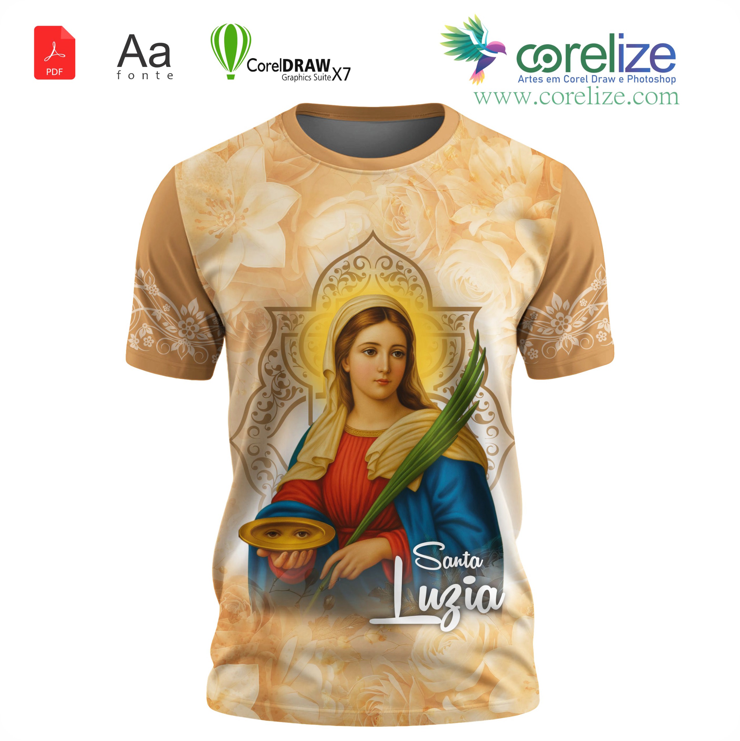 Arte: Arte Santa Luzia 15 para sublimação de camiseta