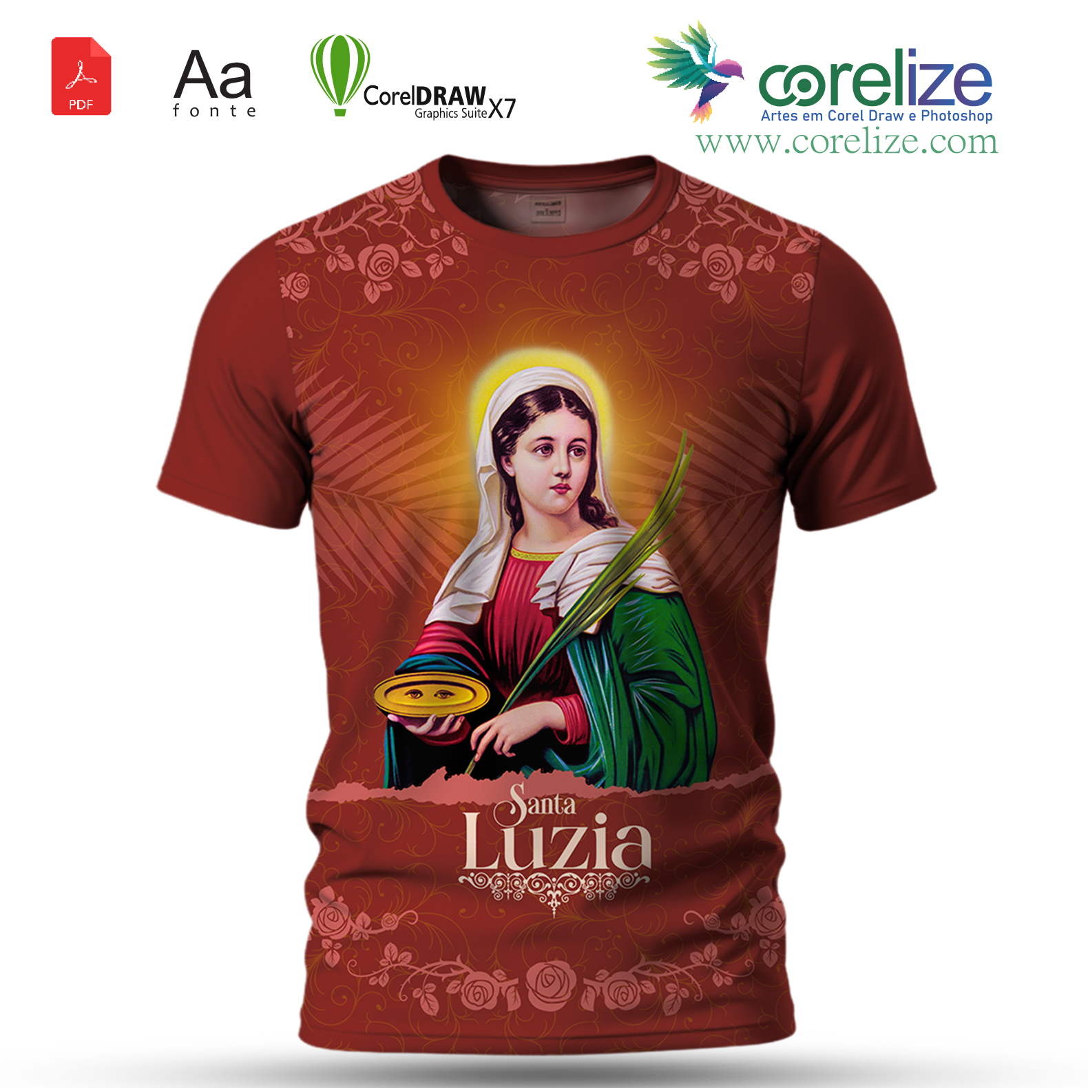 Arte: Arte Santa Luzia 16 para sublimação de camiseta