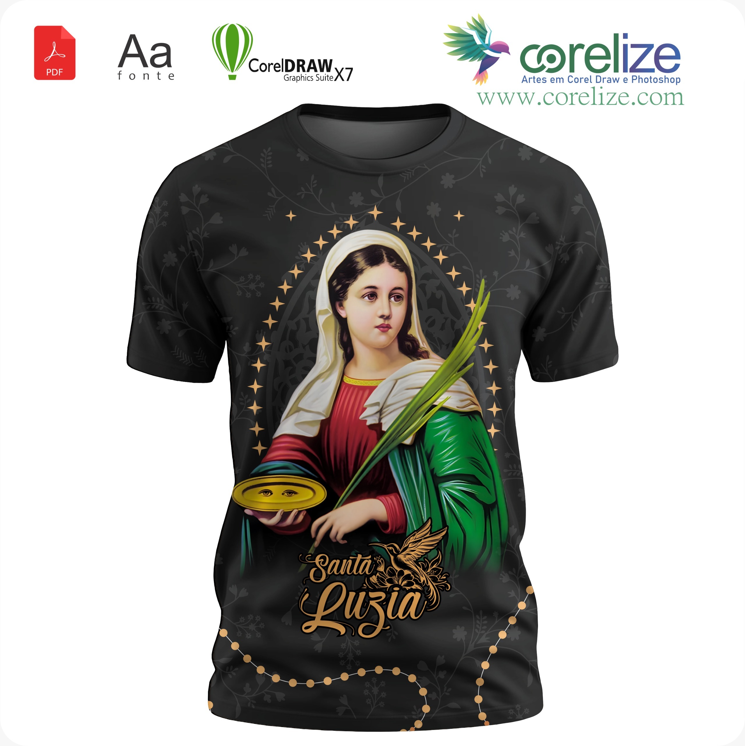 Arte: Arte Santa Luzia 21  para sublimação de camiseta