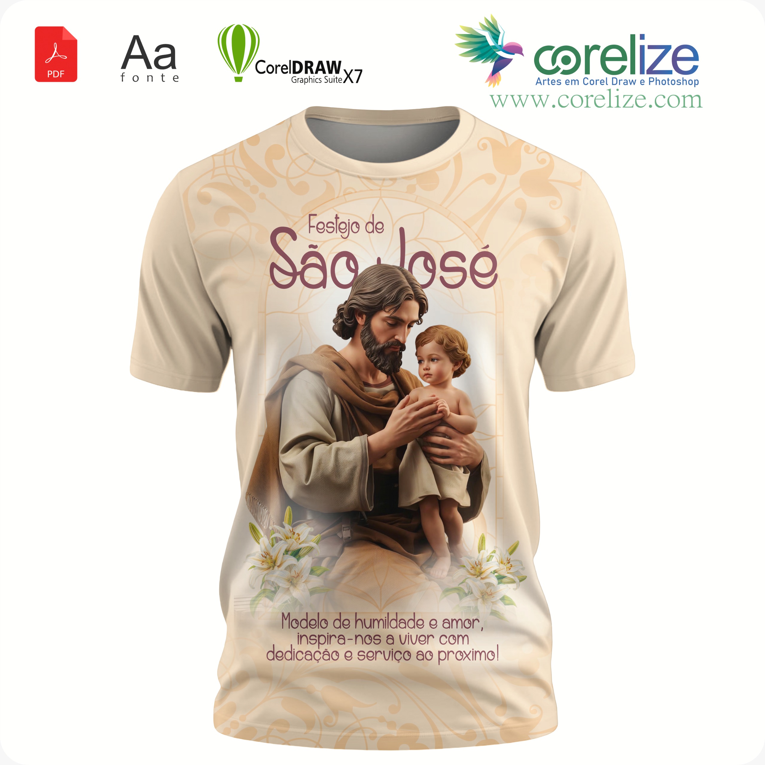 Arte: Arte São José 11 para sublimação de camiseta