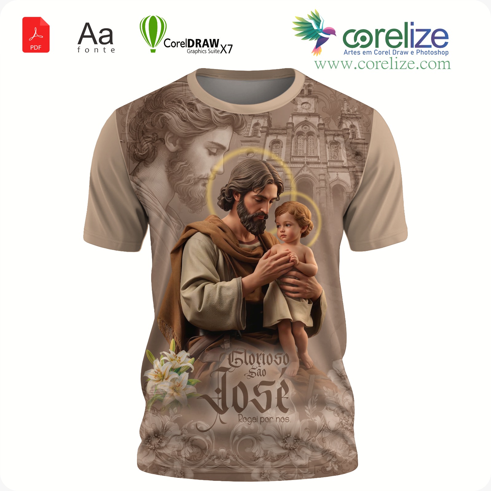 Arte: Arte São José 15 para sublimação de camiseta