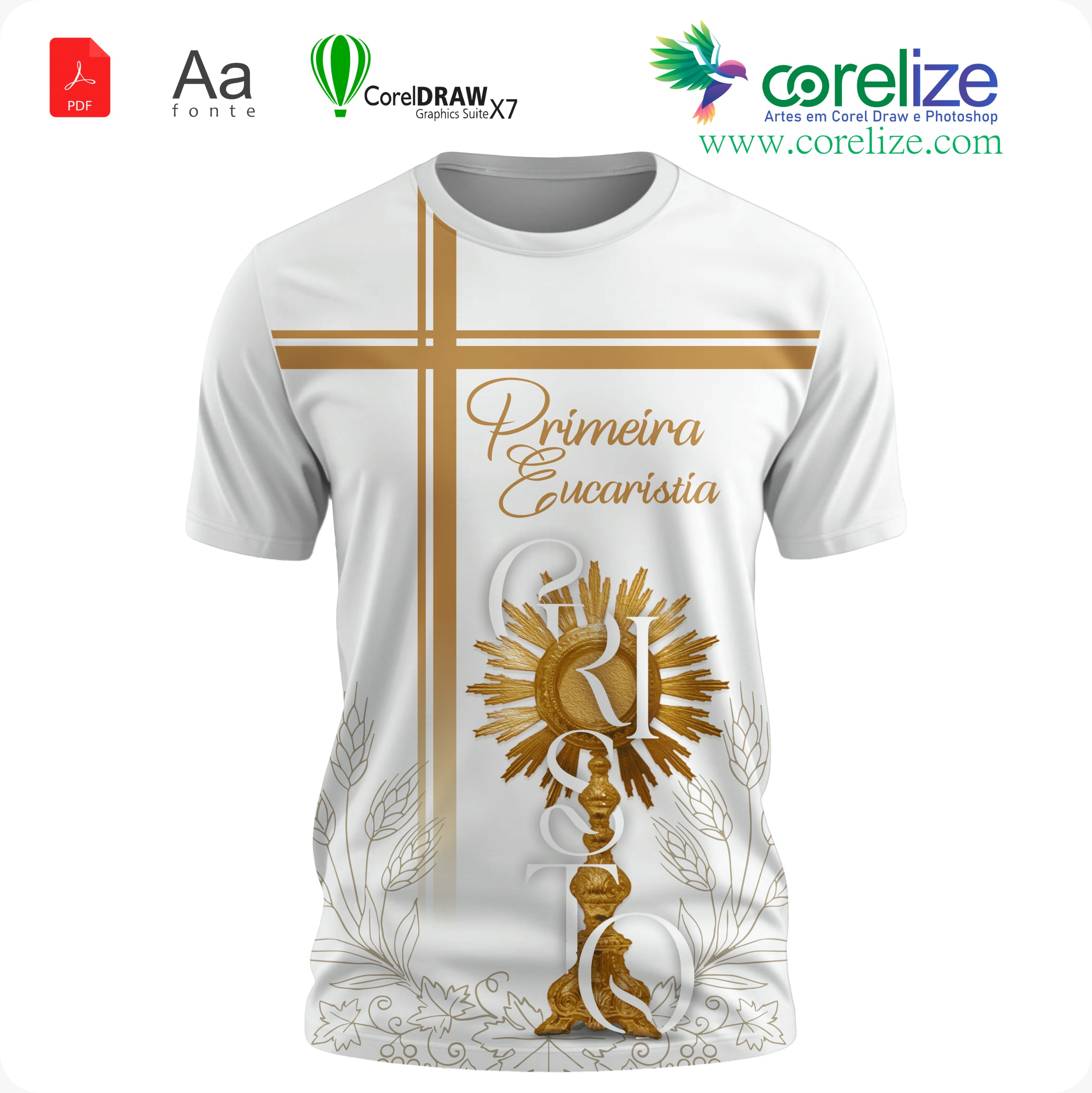 Arte: Arte Primeira Eucaristia 19  para sublimação de camiseta