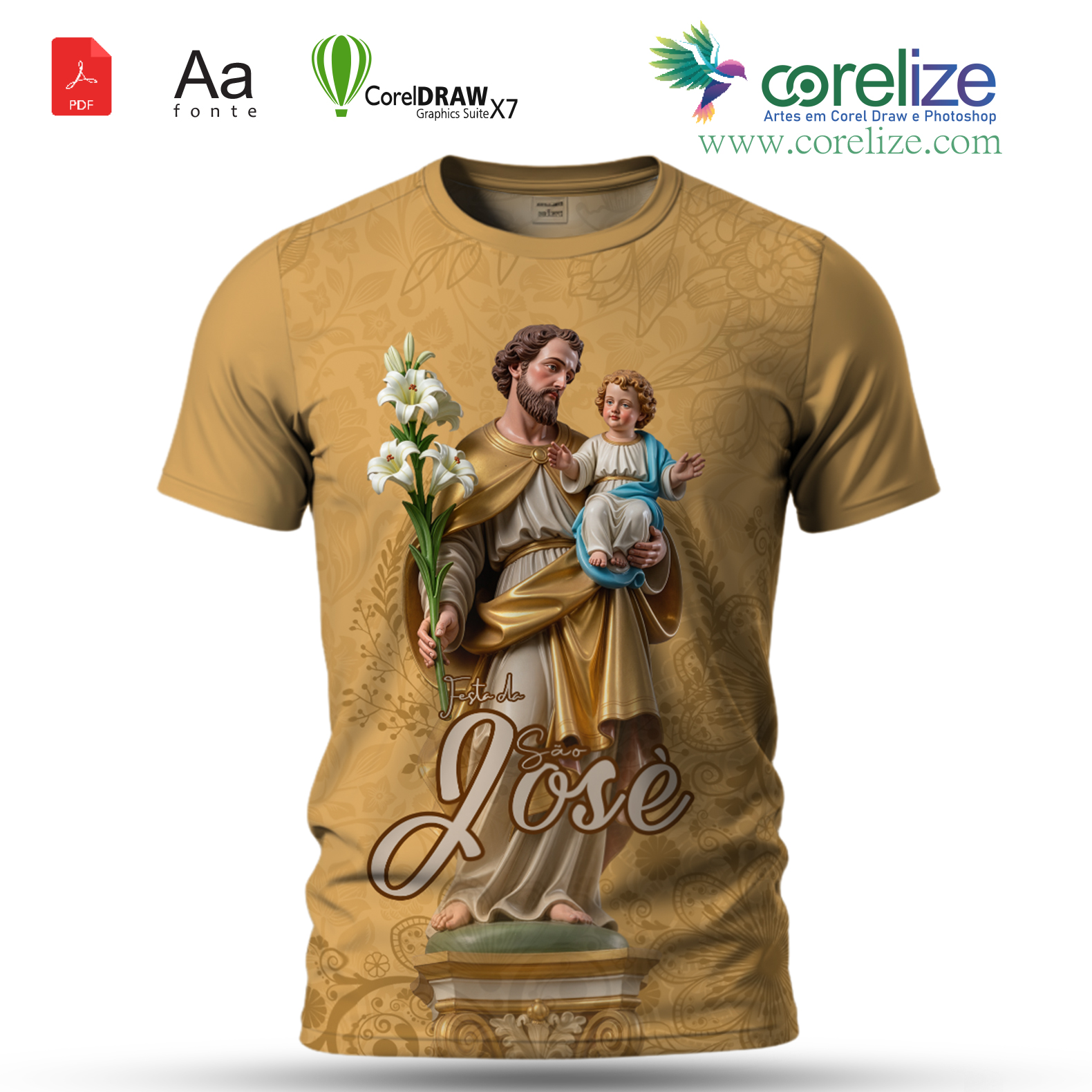 Arte: Arte São José 16 para sublimação de camiseta