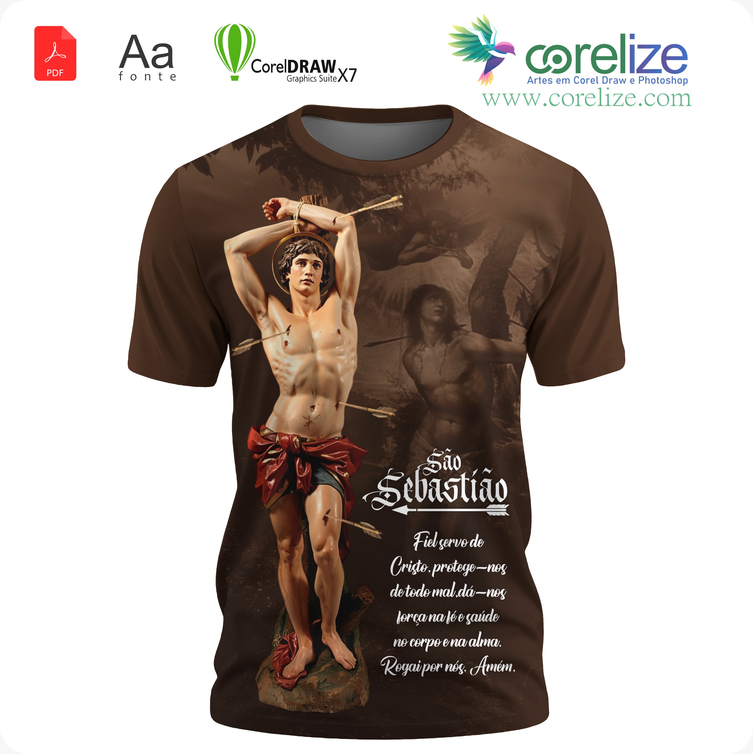 Arte: Arte São Sebastião 11 para sublimação de camiseta