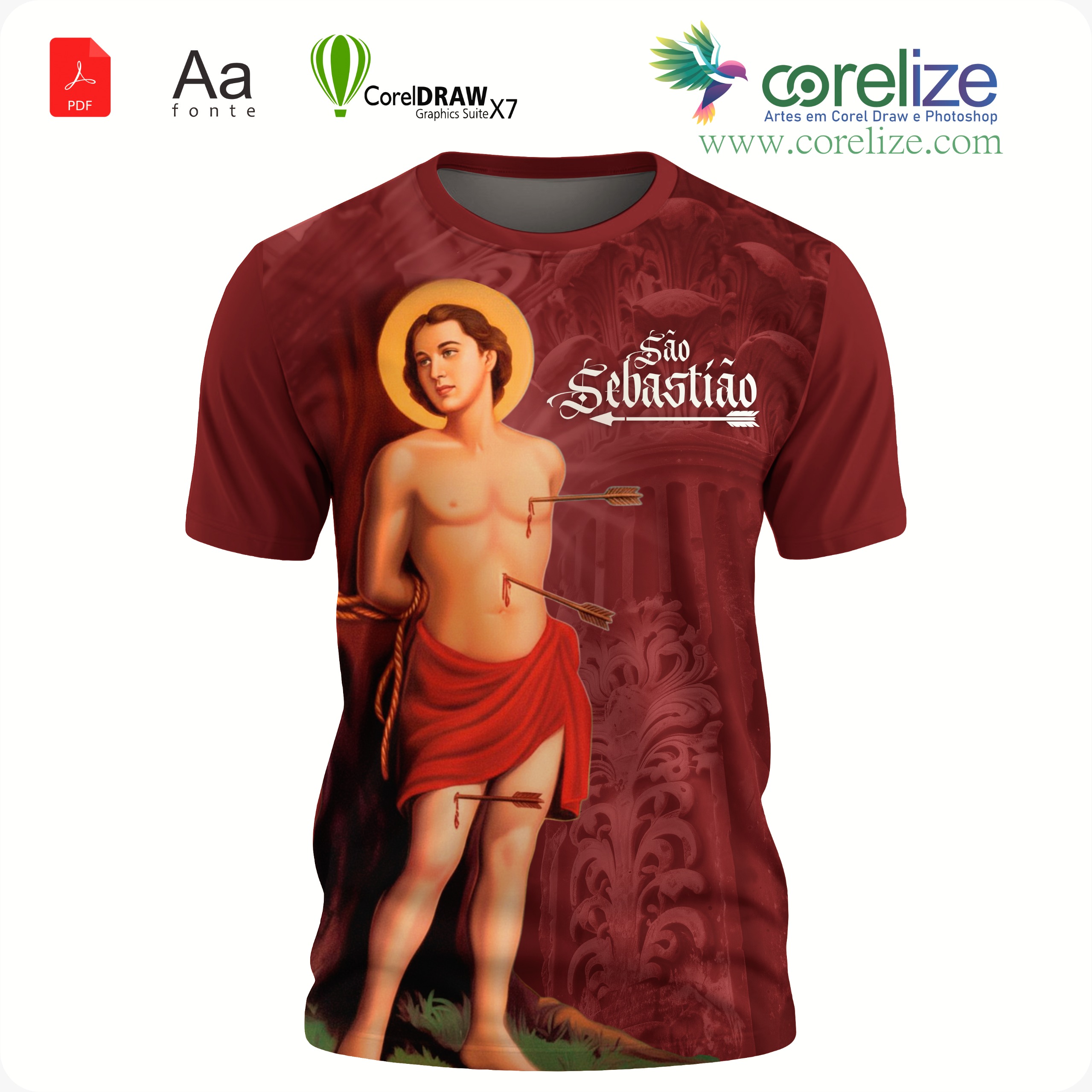 Arte: Arte São Sebastião 12 para sublimação de camiseta