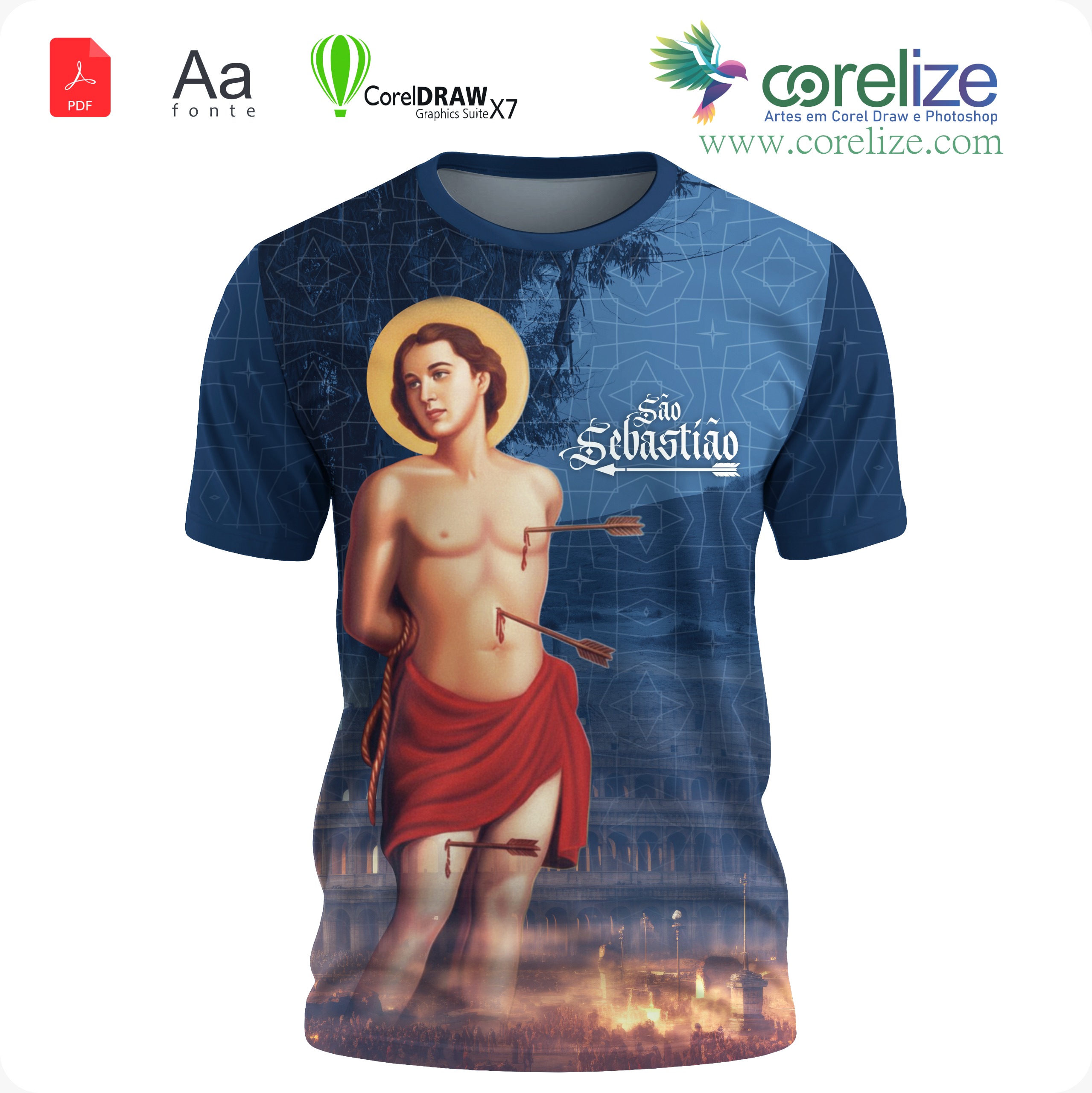 Arte: Arte São Sebastião 13 para sublimação de camiseta