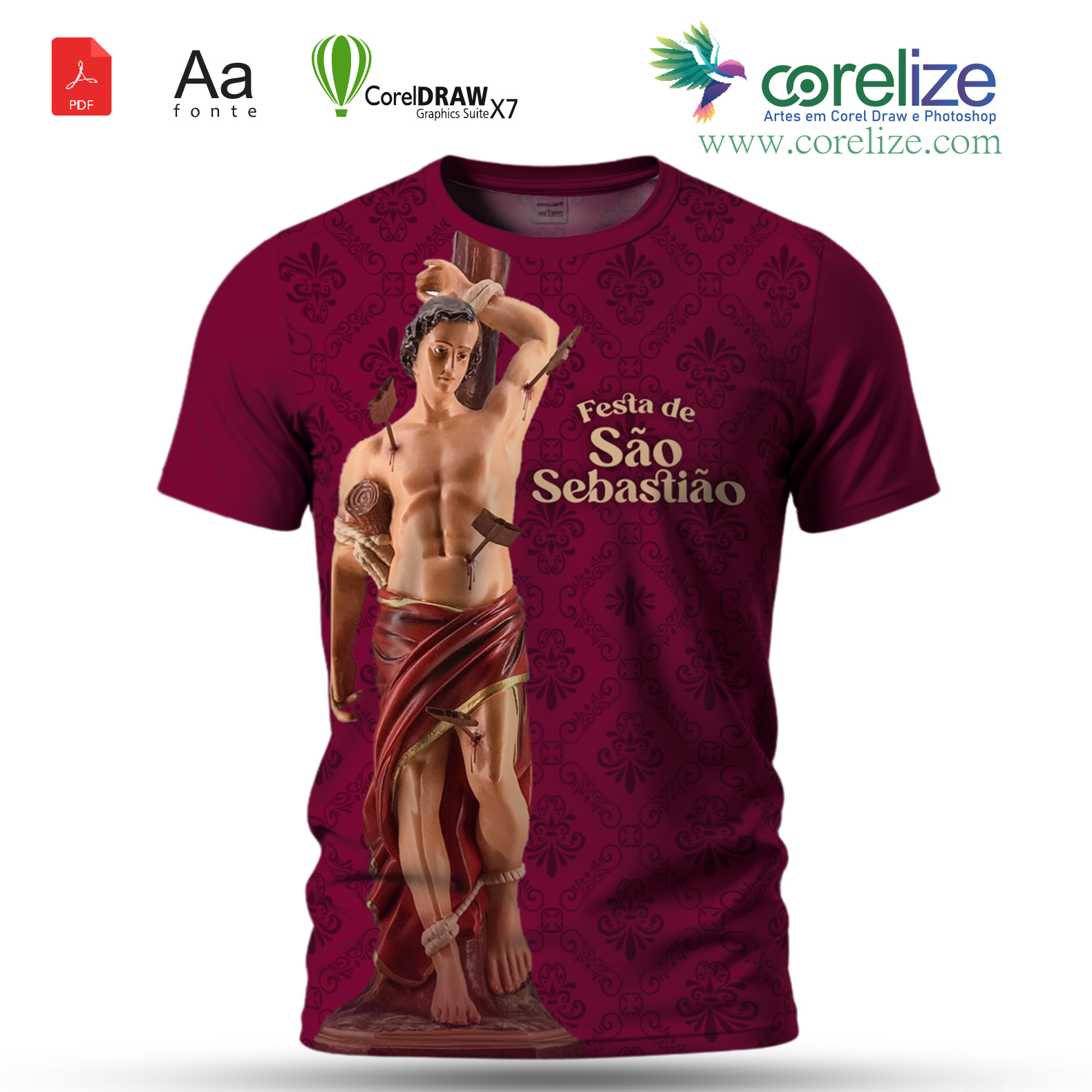Arte: Arte São Sebastião 17 para sublimação de camiseta