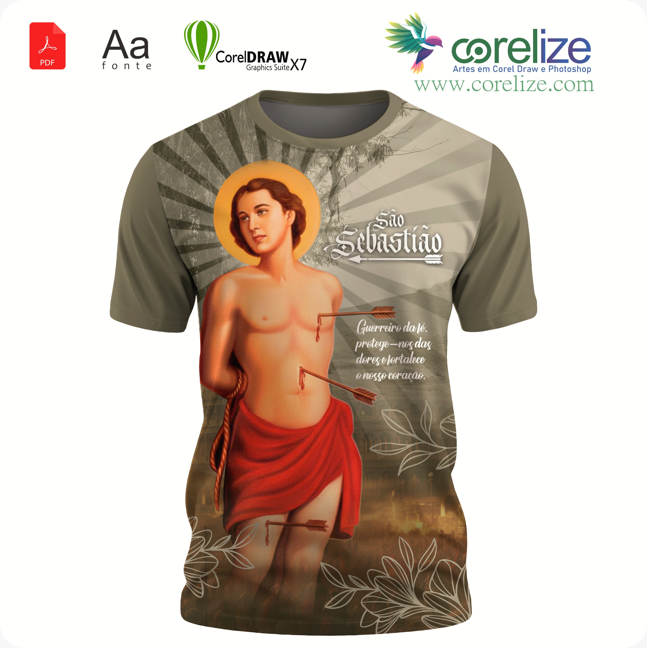 Arte: Arte São Sebastião 18 para sublimação de camiseta