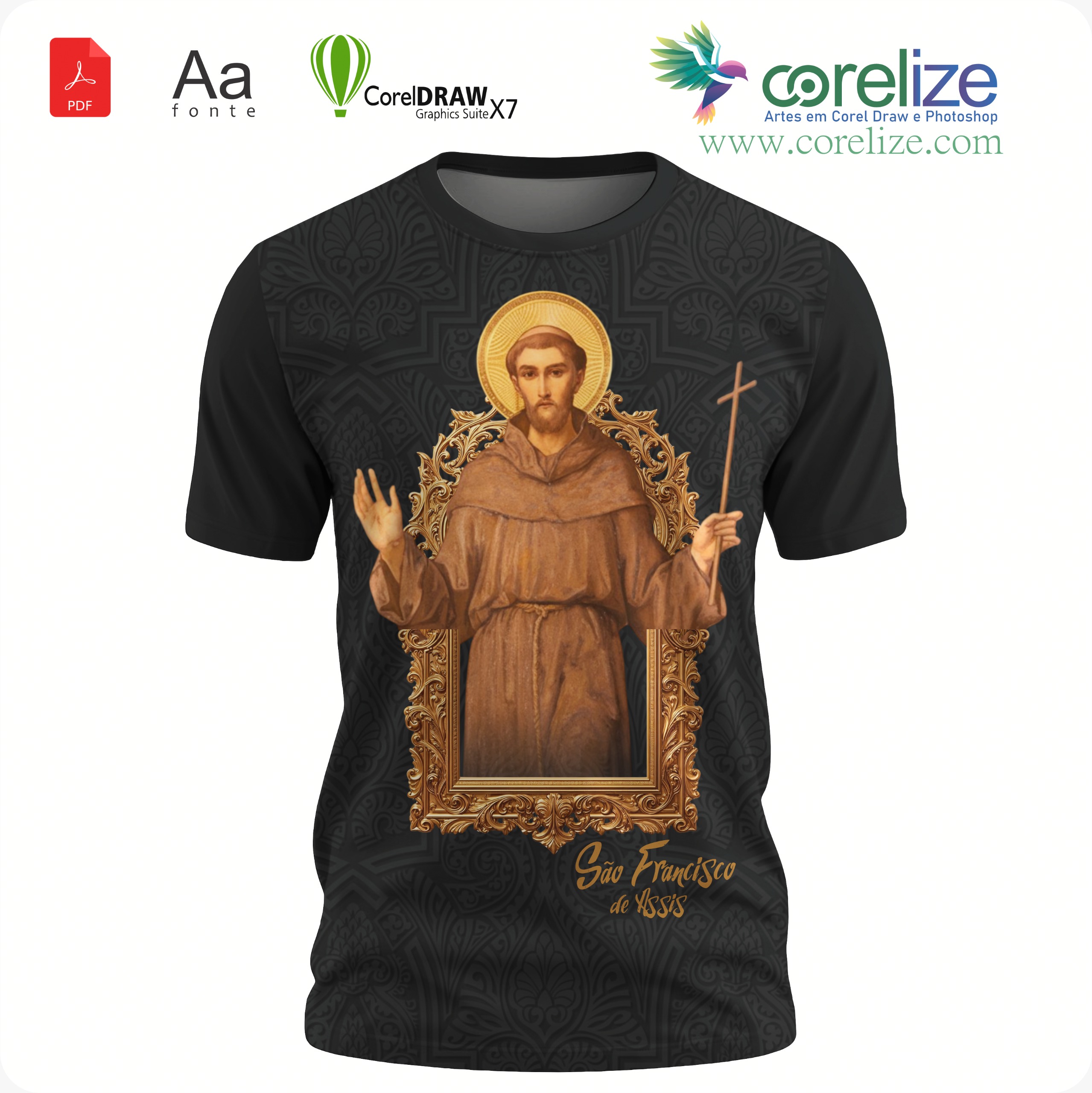 Arte: Arte São Francisco de Assis 12 para sublimação de camiseta
