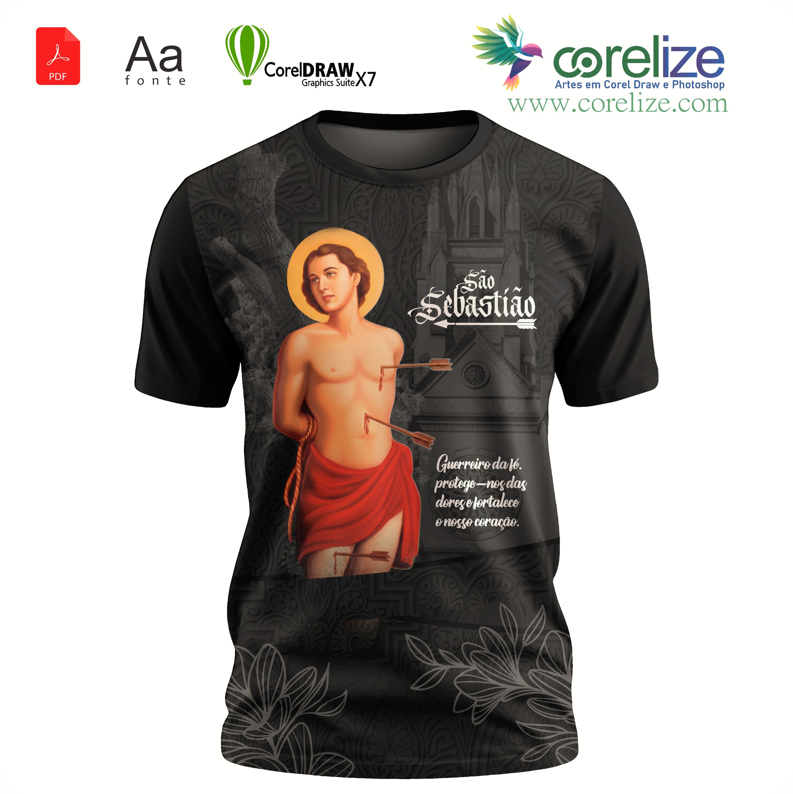 Arte São Sebastião 20 para sublimação de camiseta