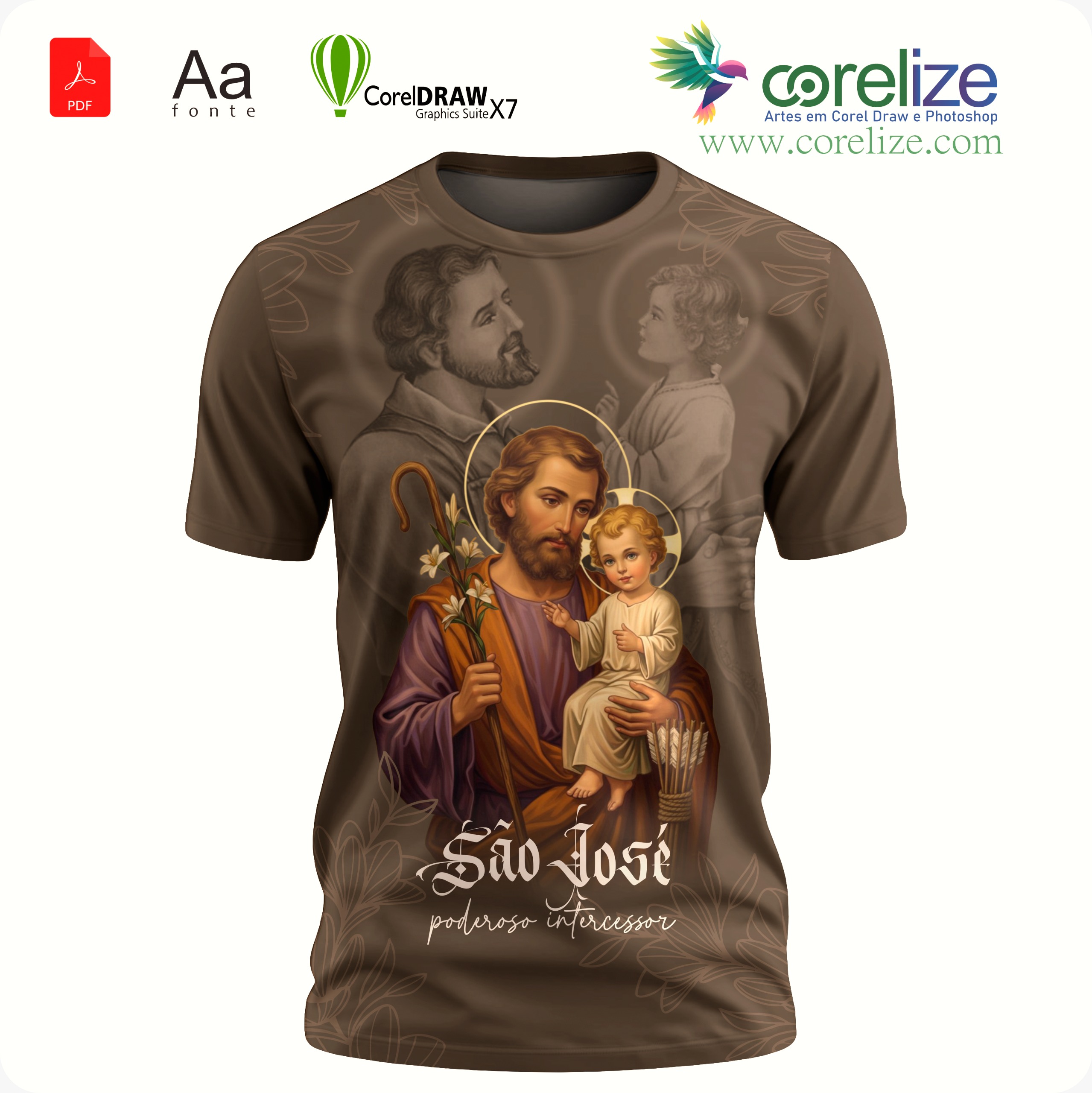 Arte: Arte São José 18  para sublimação de camiseta