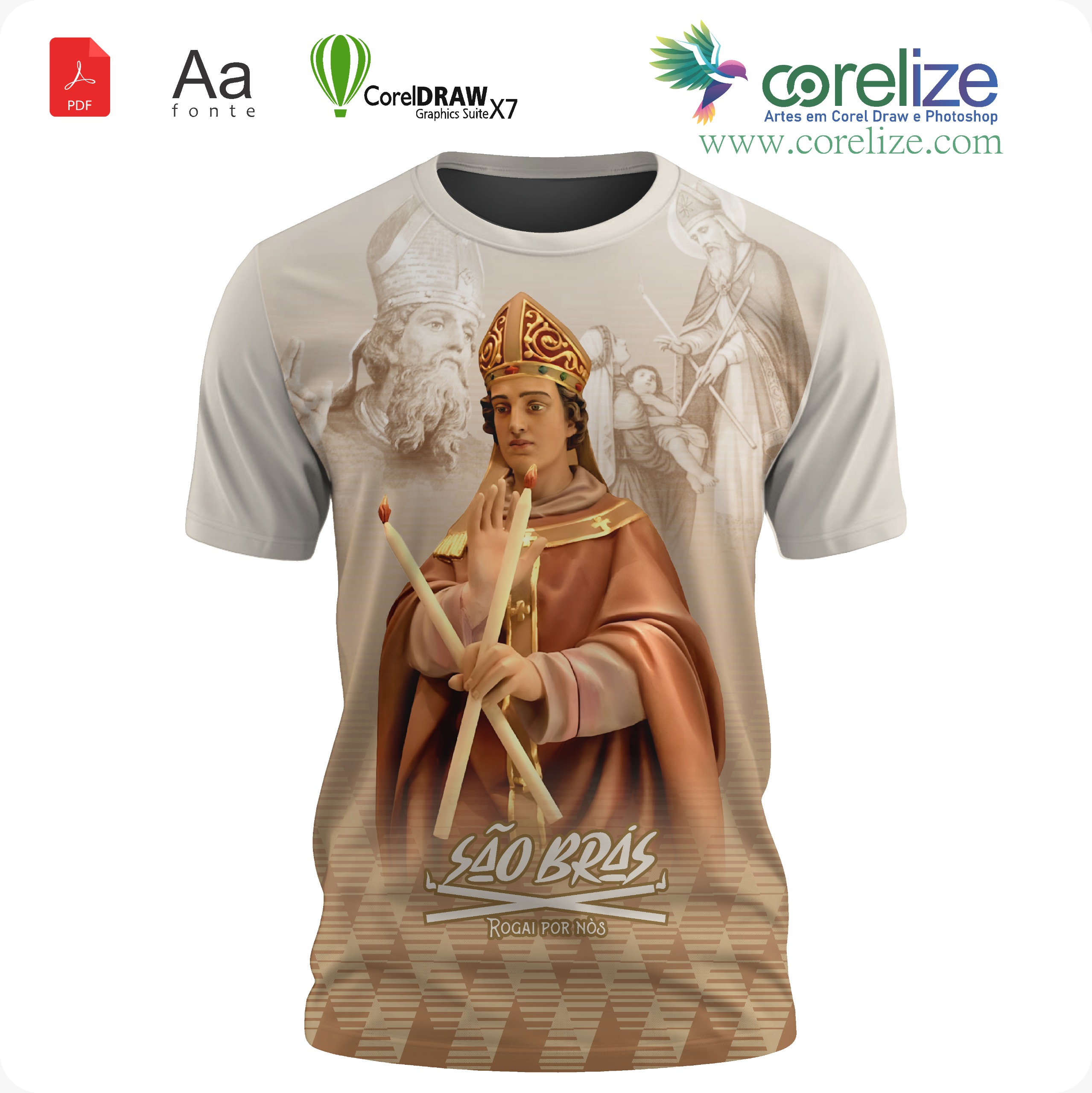 Arte: Arte 01 São Brás para sublimação de camiseta