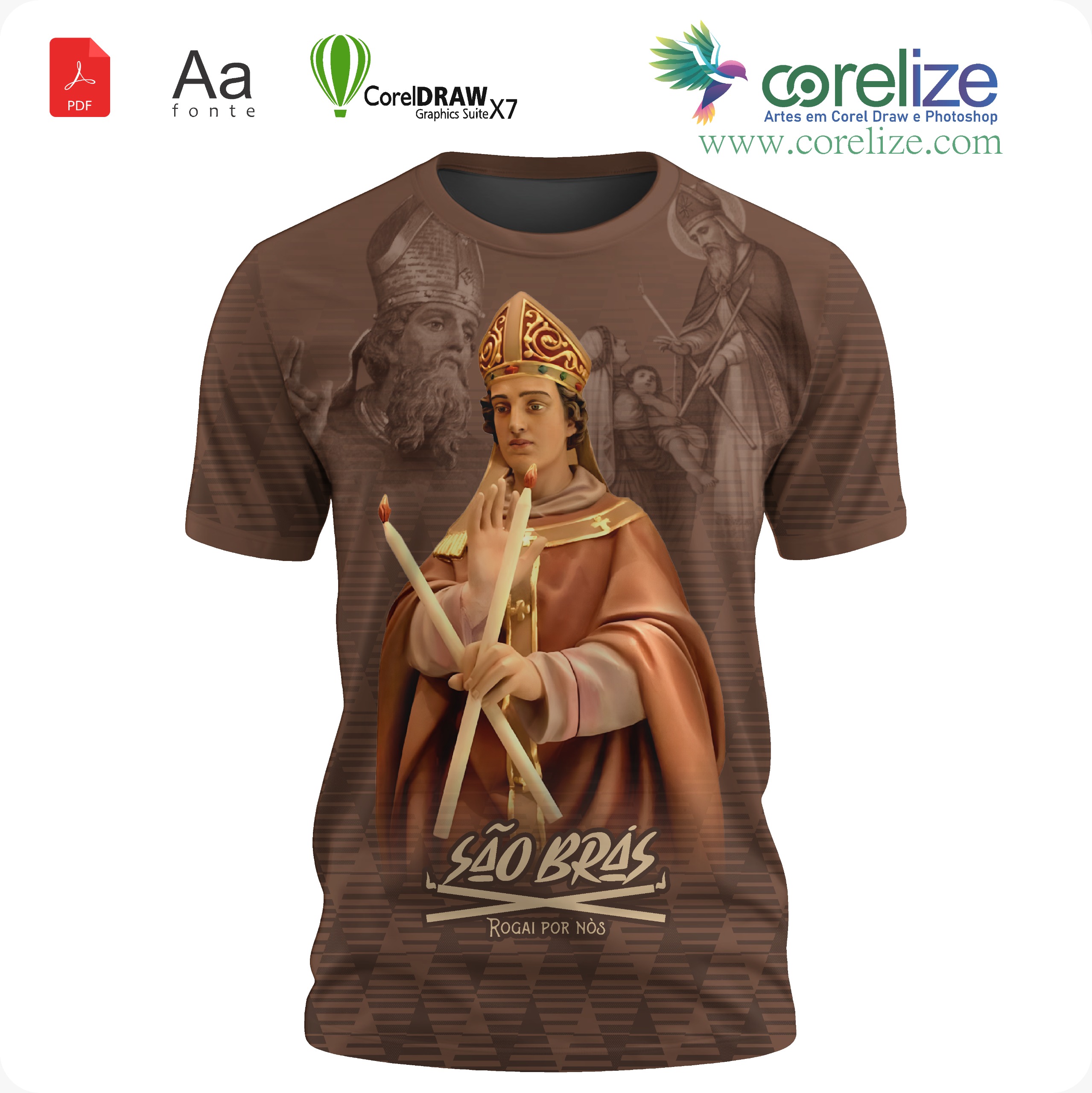 Arte: Arte 02 São Brás para sublimação de camiseta