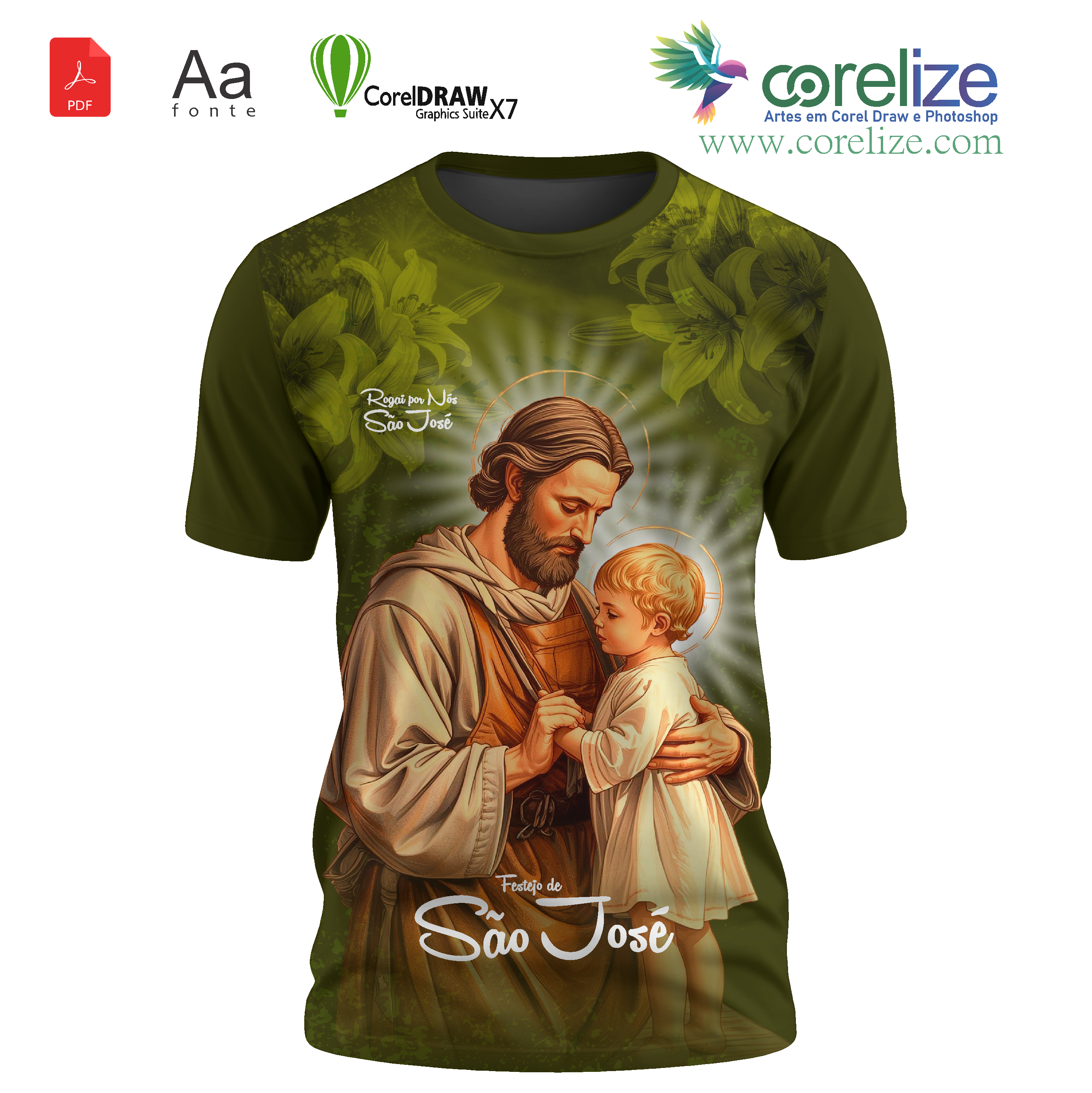 Arte: Arte São José 22 para sublimação de camiseta