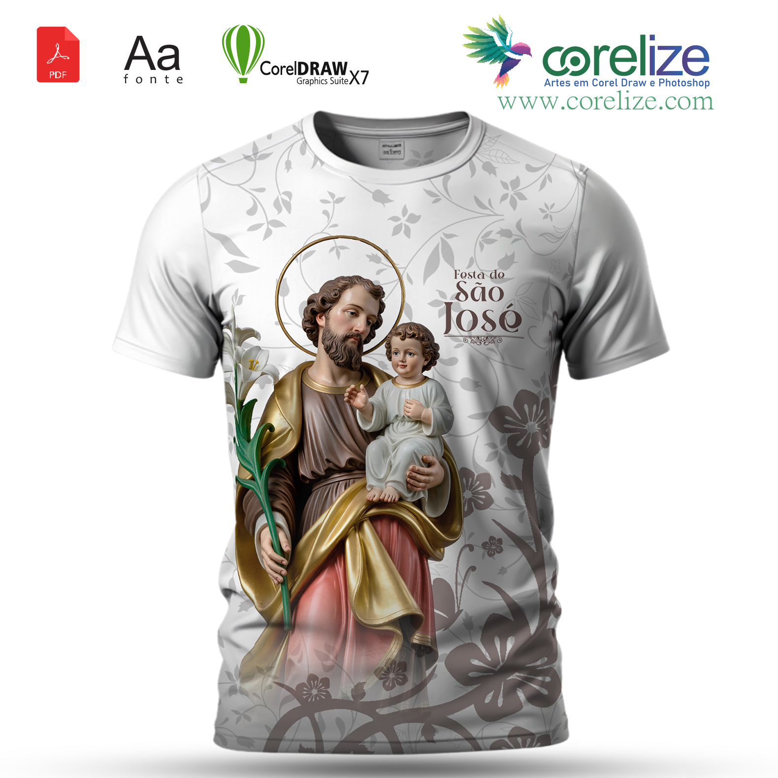 Arte: Arte São José 23 para sublimação de camiseta